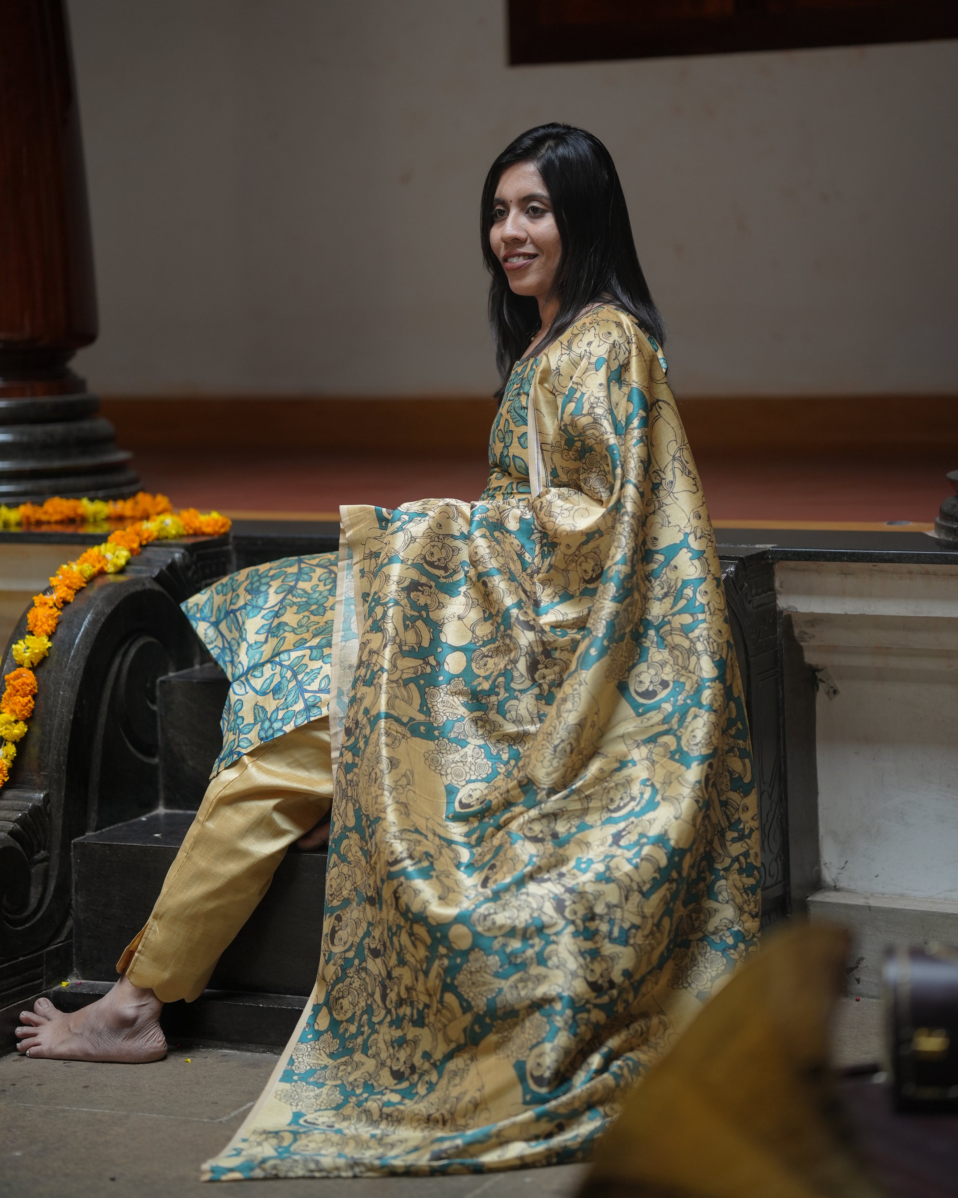 Elegant Sandal Festive Kurta Set