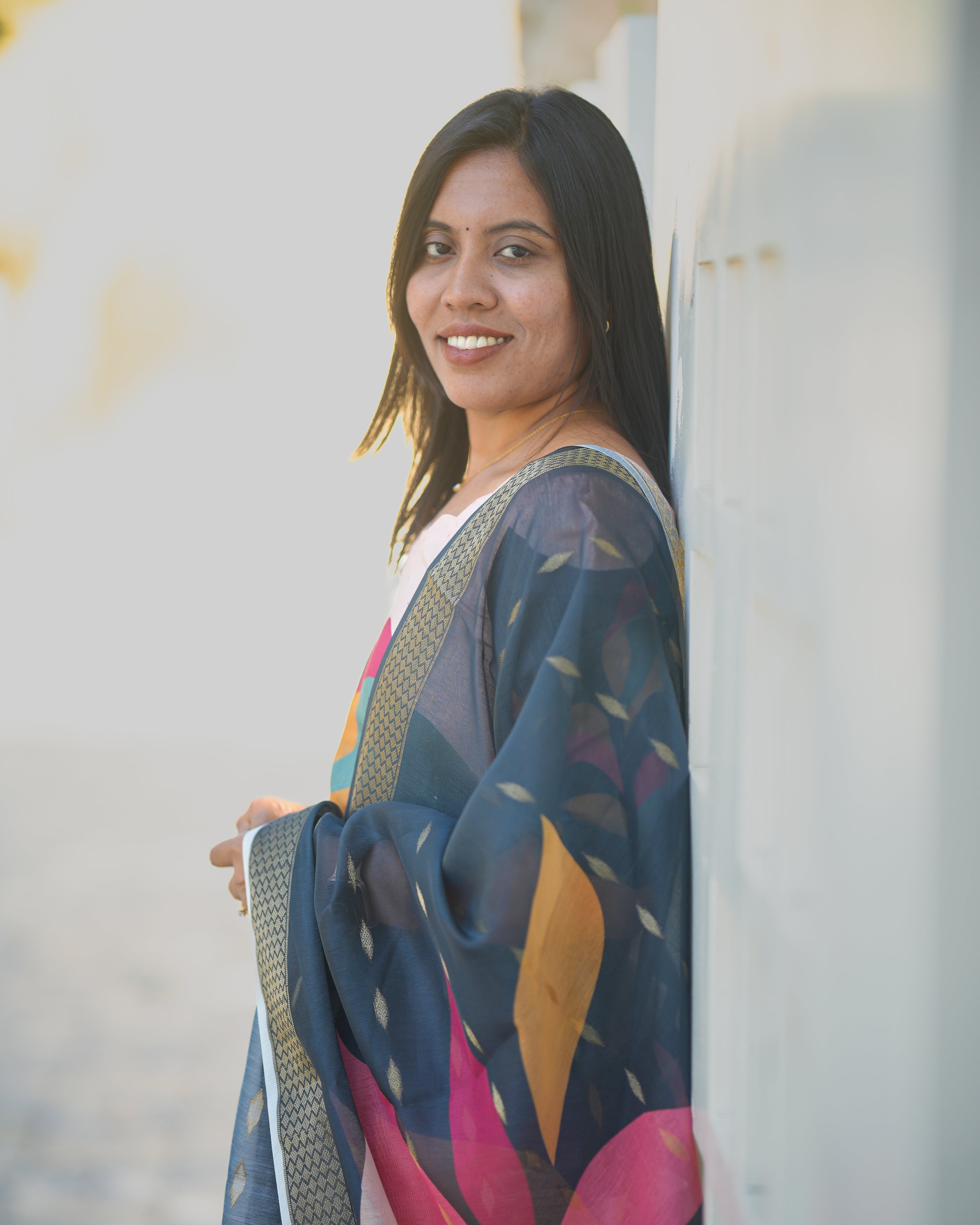 Black Multicolor Leaf Printed Kurti with Dupatta