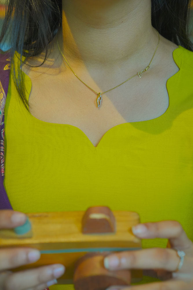 Lime Yellow kurti with Purple dupatta