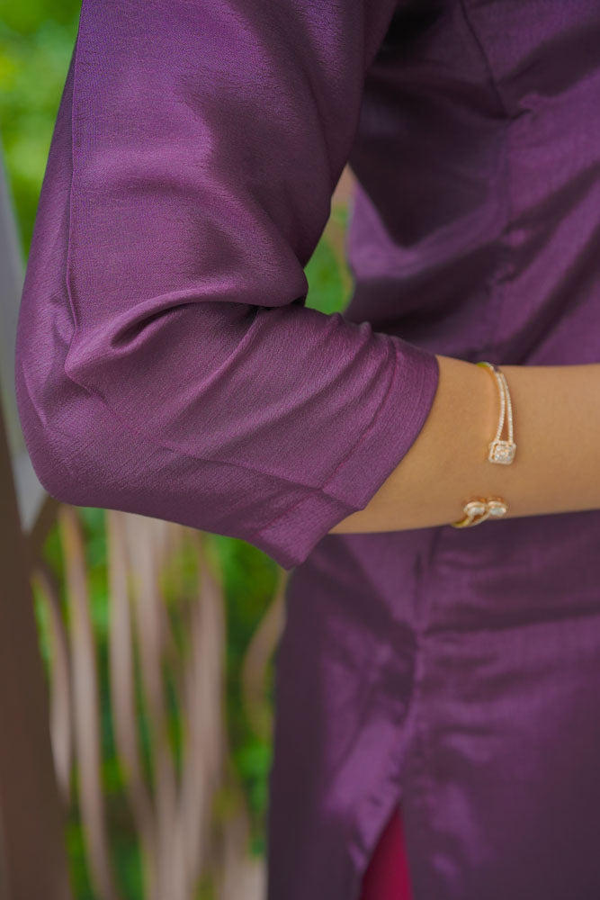 Purple kurti with Pink dupatta