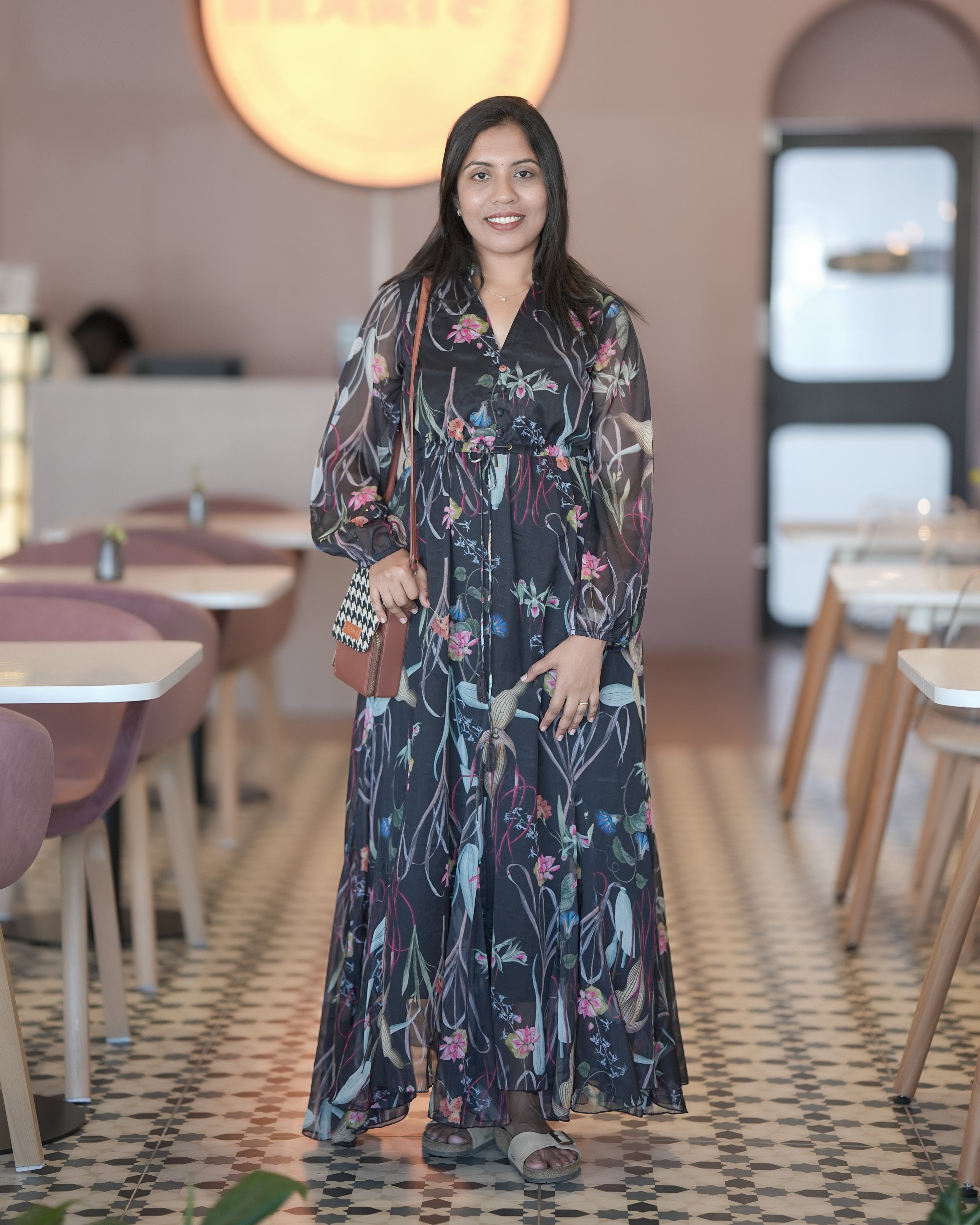 Black Ethnic Long Maxi Dress for Women