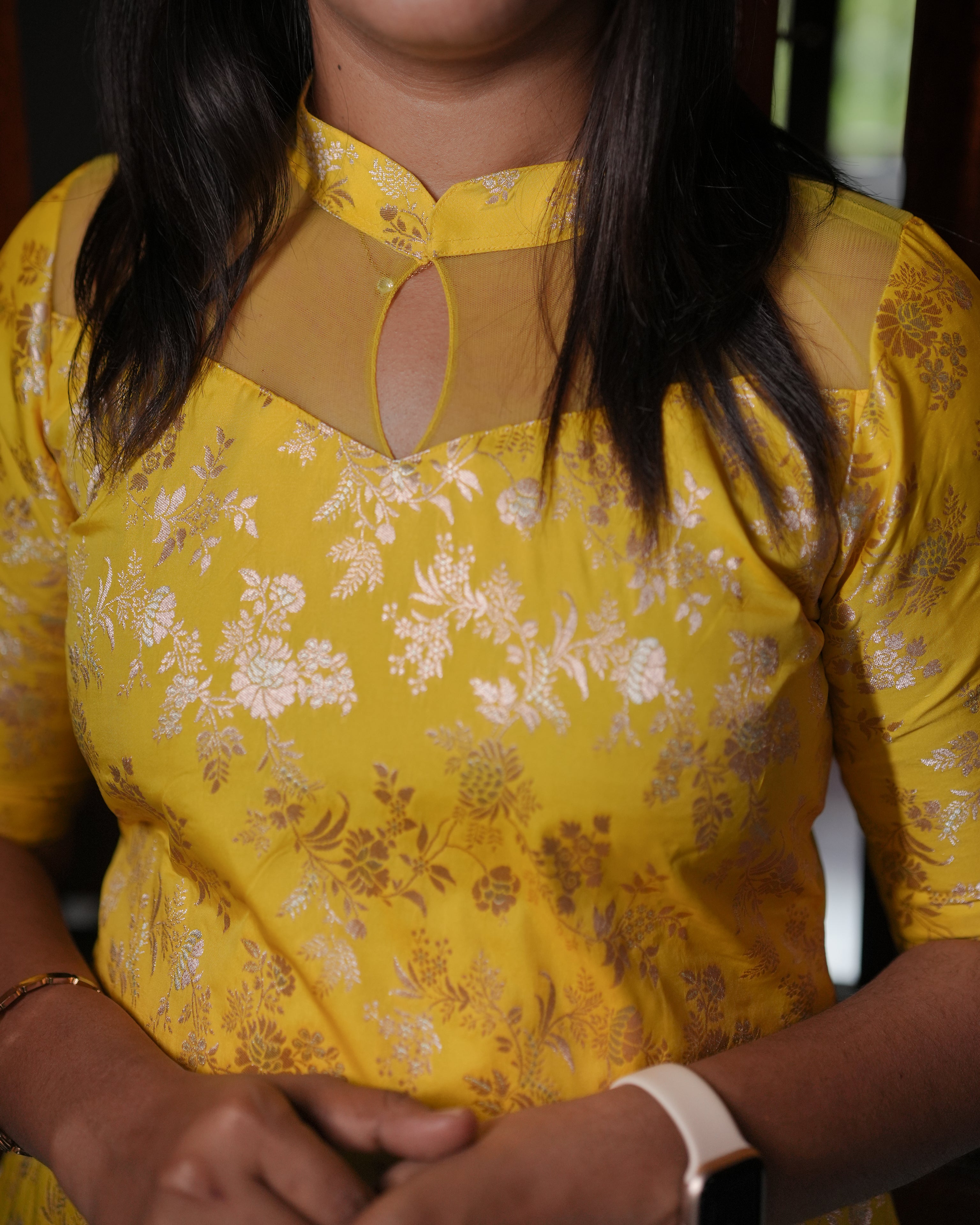 Yellow Ethnic Printed Straight Kurti