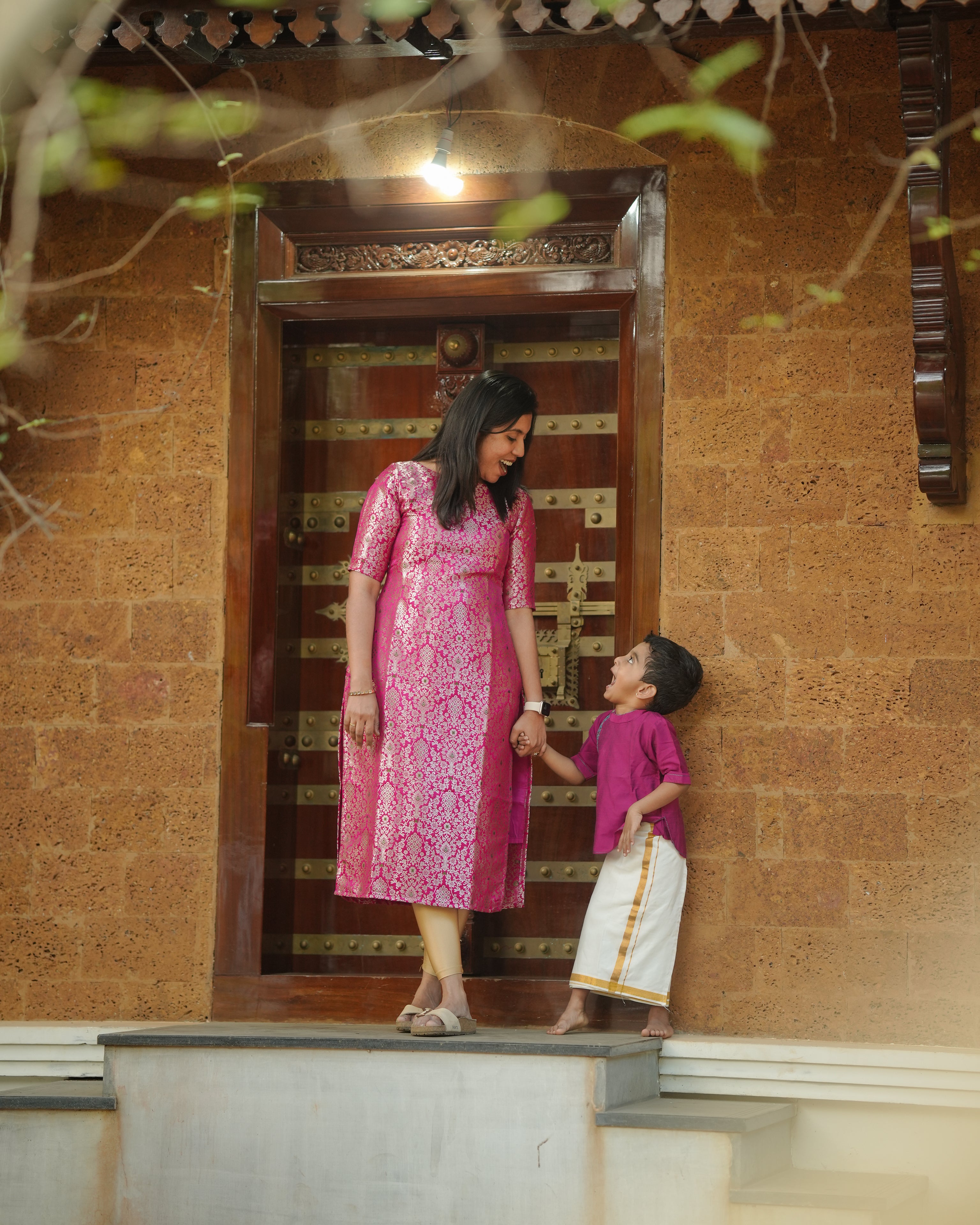 Pink Ethnic Printed Straight Kurti