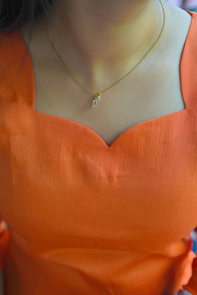 Orange kurti with Black dupatta