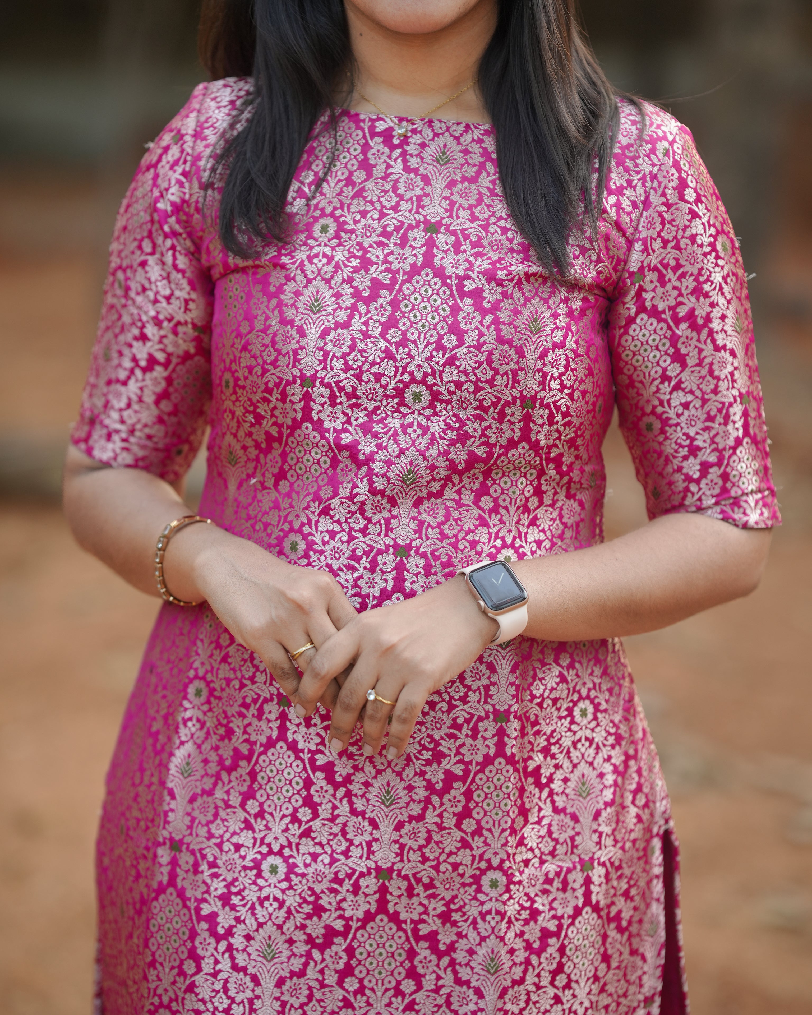 Pink Ethnic Printed Straight Kurti