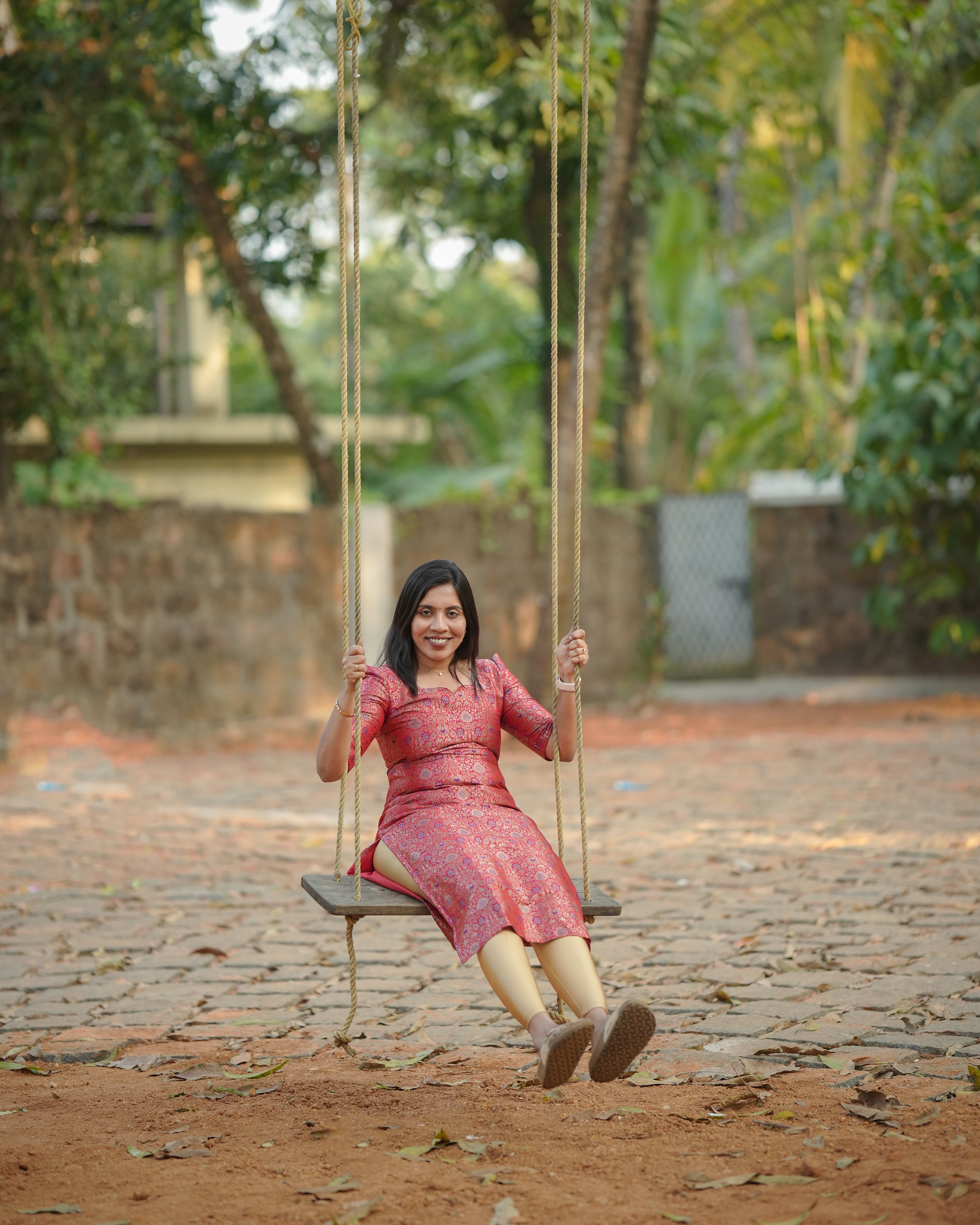 Red Floral Printed Straight Kurti