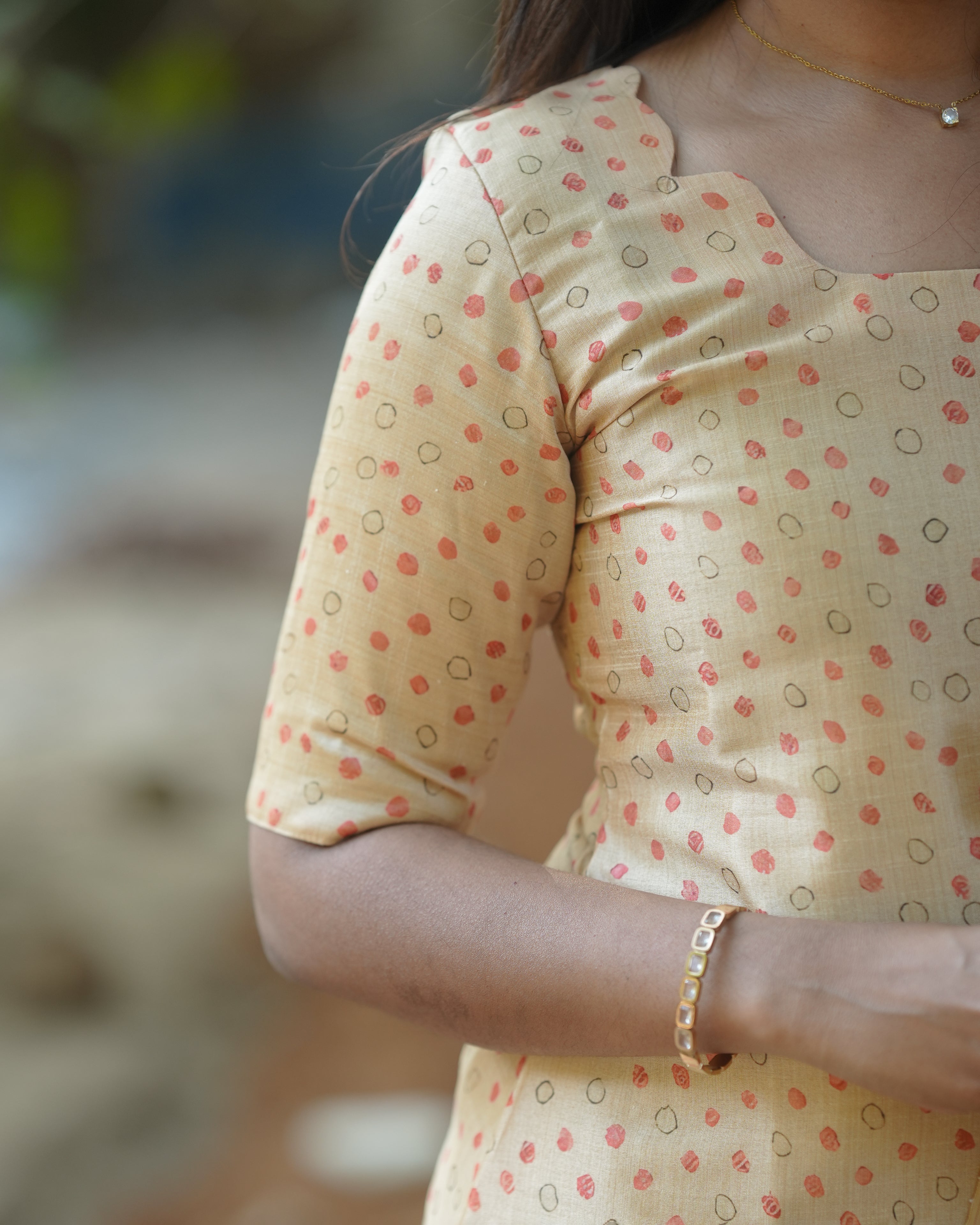 Beige Printed Kurta Set with Floral Dupatta