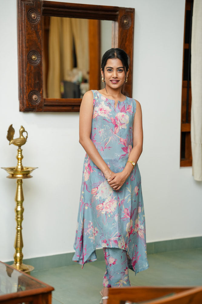 Dusty Blue Floral Co-ord Set