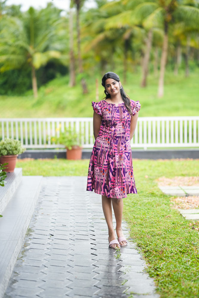 Plum Purple Short  Midi Dress