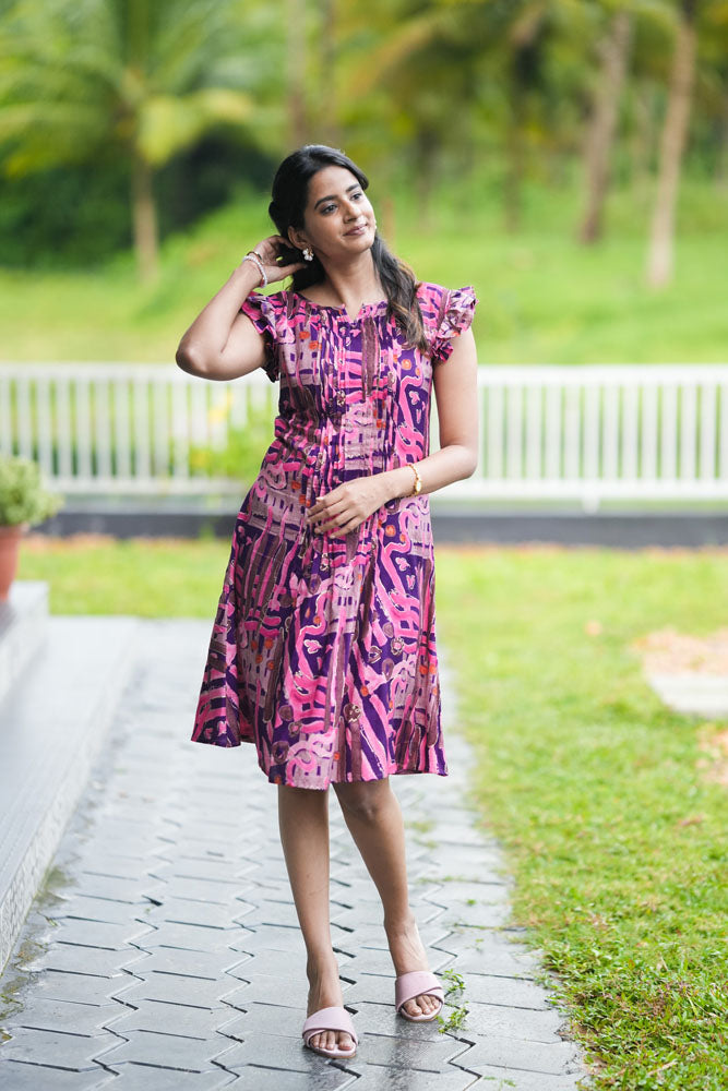 Plum Purple Short  Midi Dress