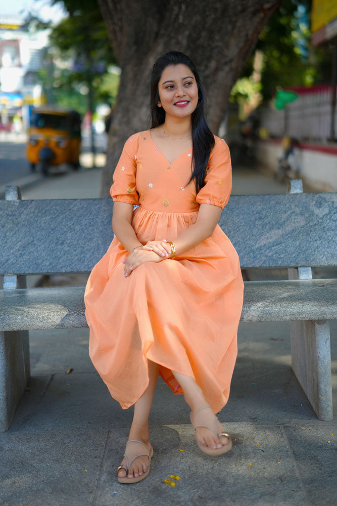 Orange Blossom Midi Dress