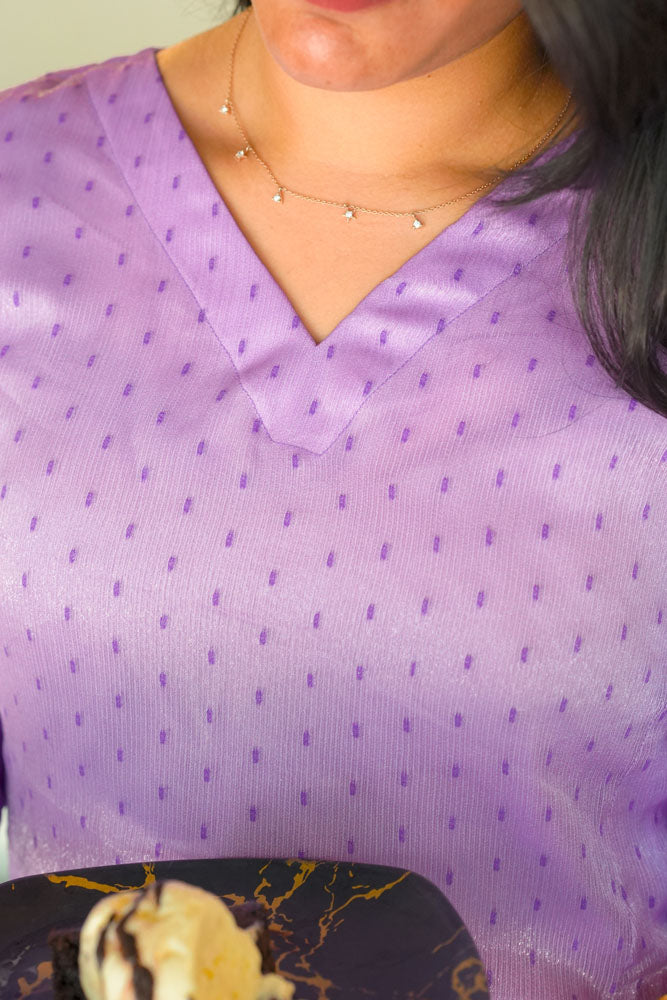 Lavender Puff Sleeve Midi Dress