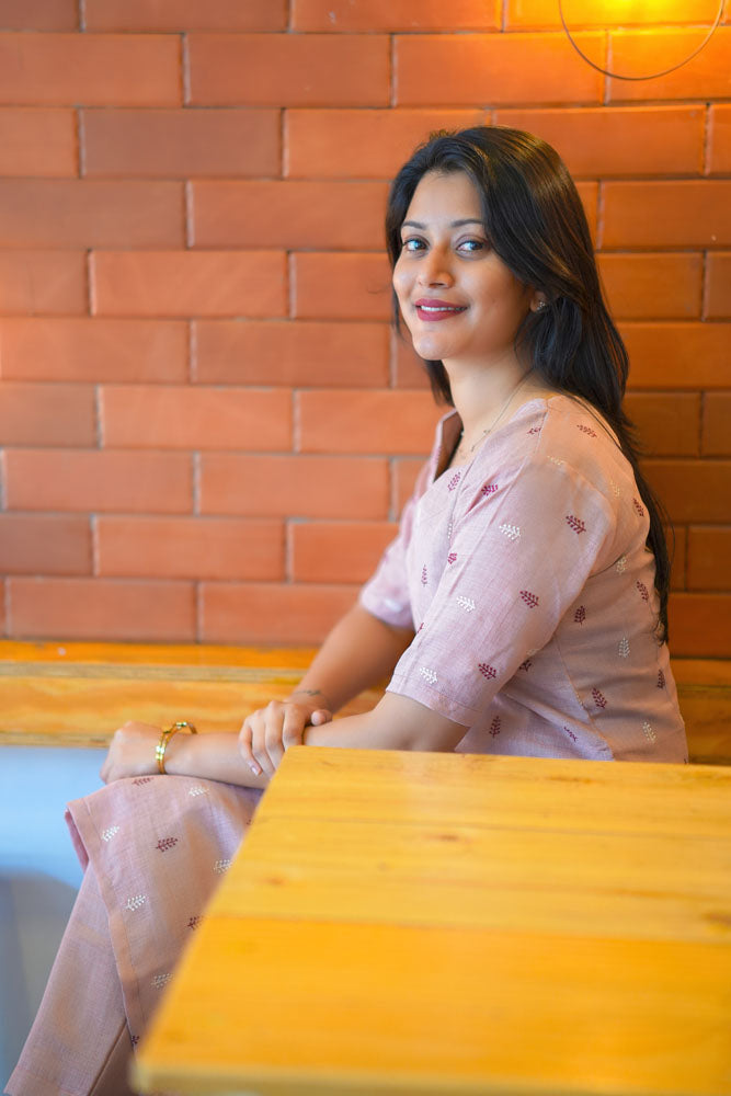 Light Pink Printed  Coord Set