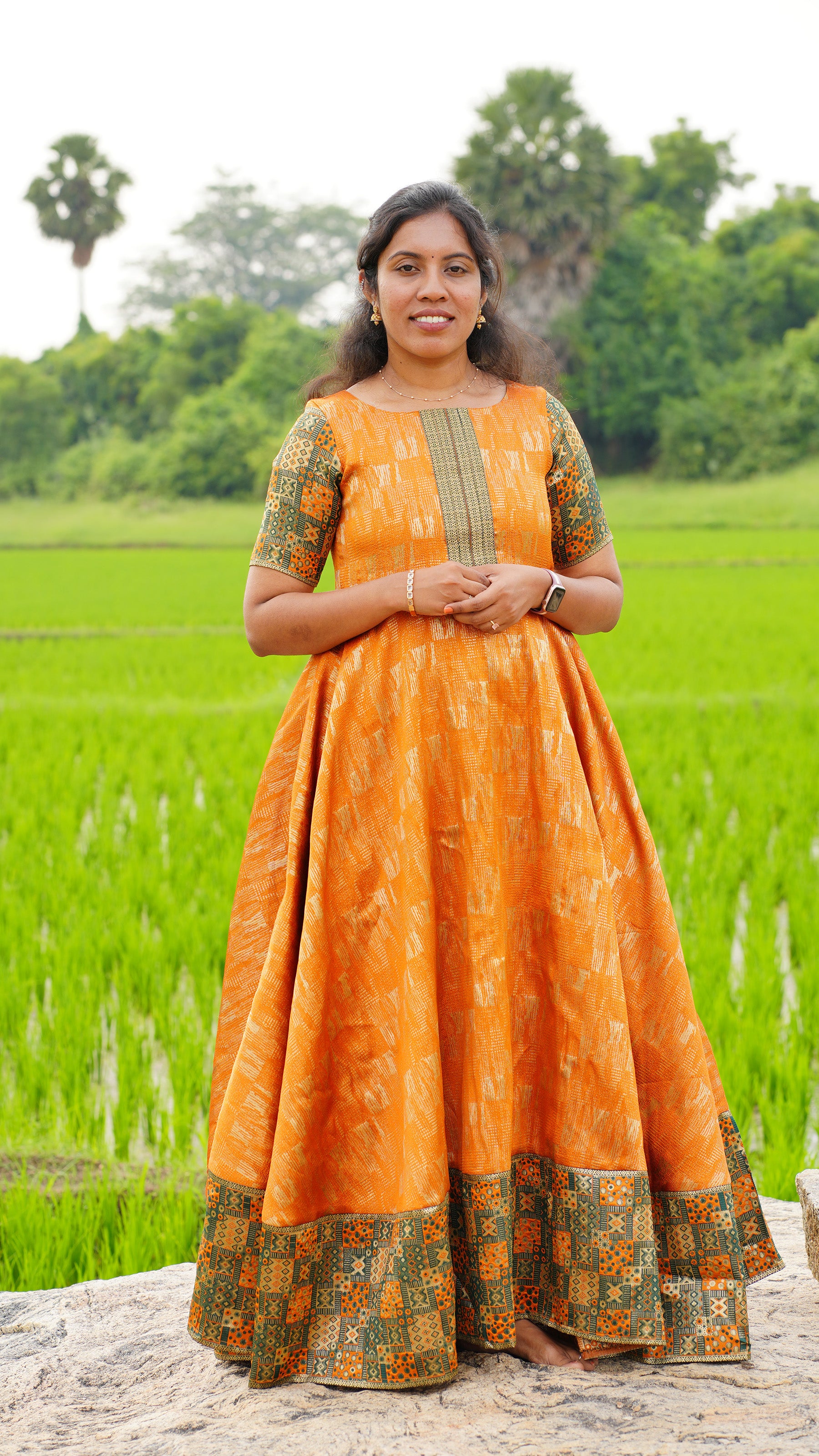 Elegant Orange Long Gown
