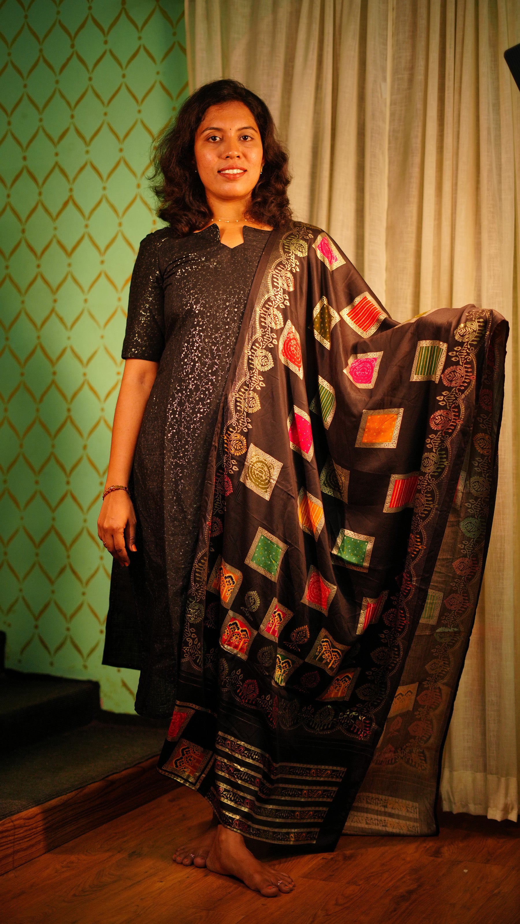 Elegant Black Kurti with Dupatta