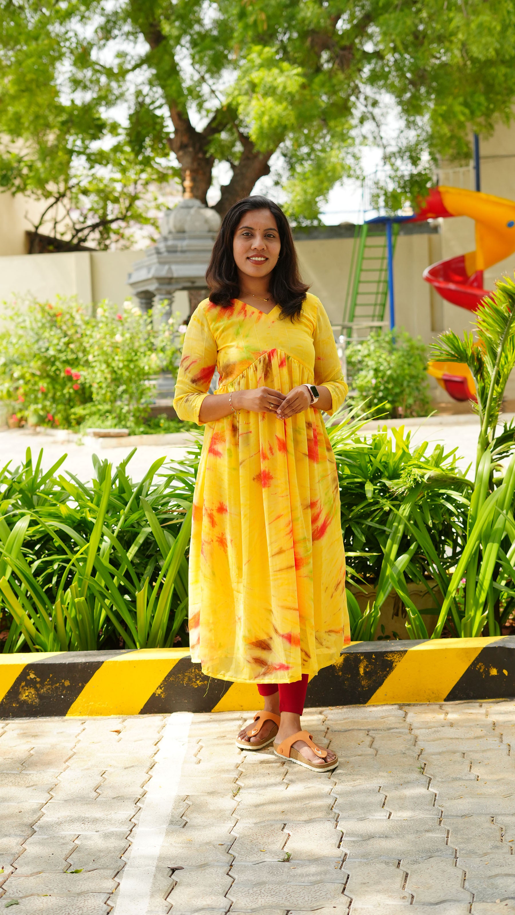 Sunshine Glow Yellow Tie-Dye Kurti – Bright & Breezy Dress