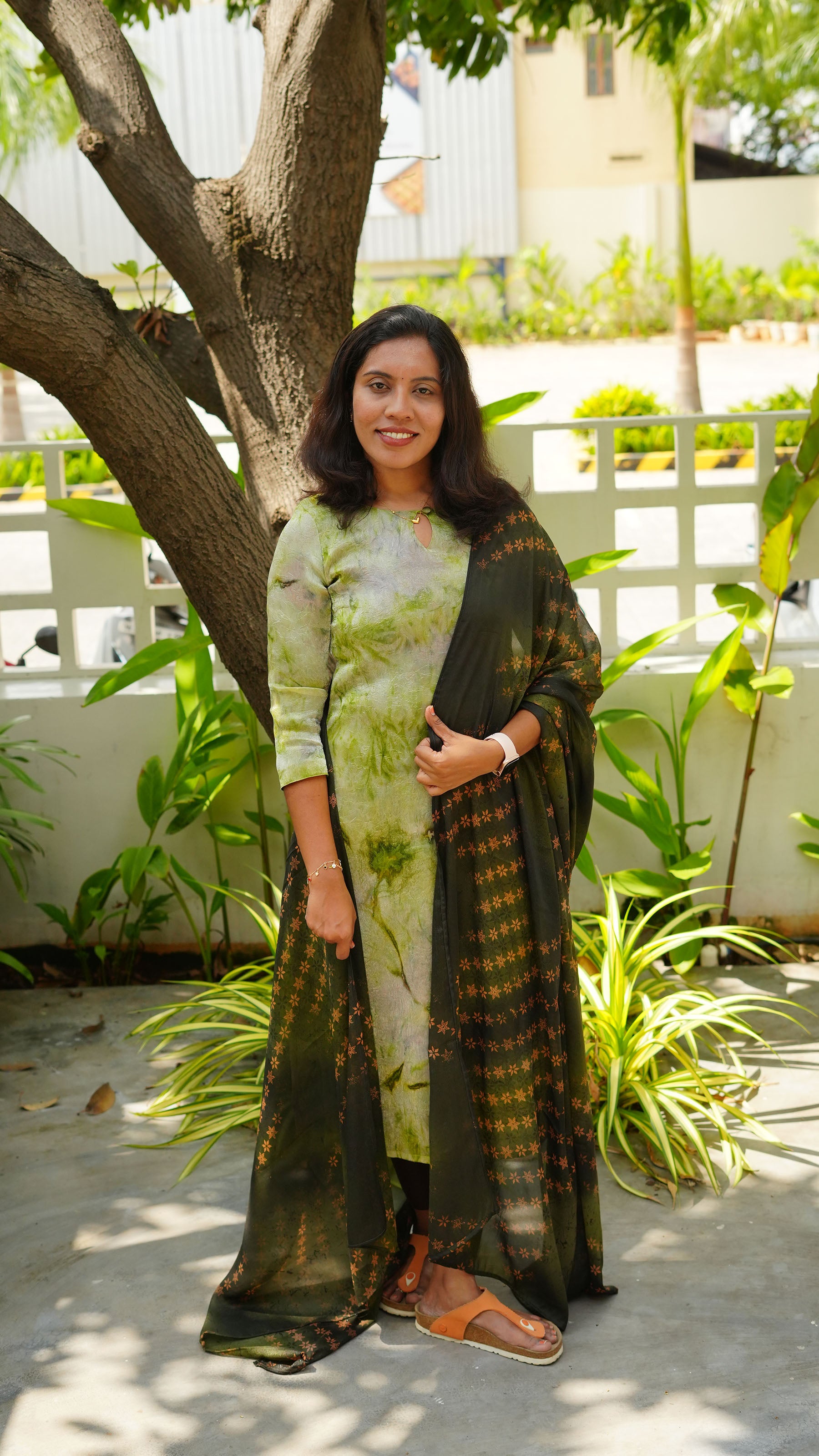 Olive Breeze Kurti Set – Elegant Green Printed Kurti with Dupatta