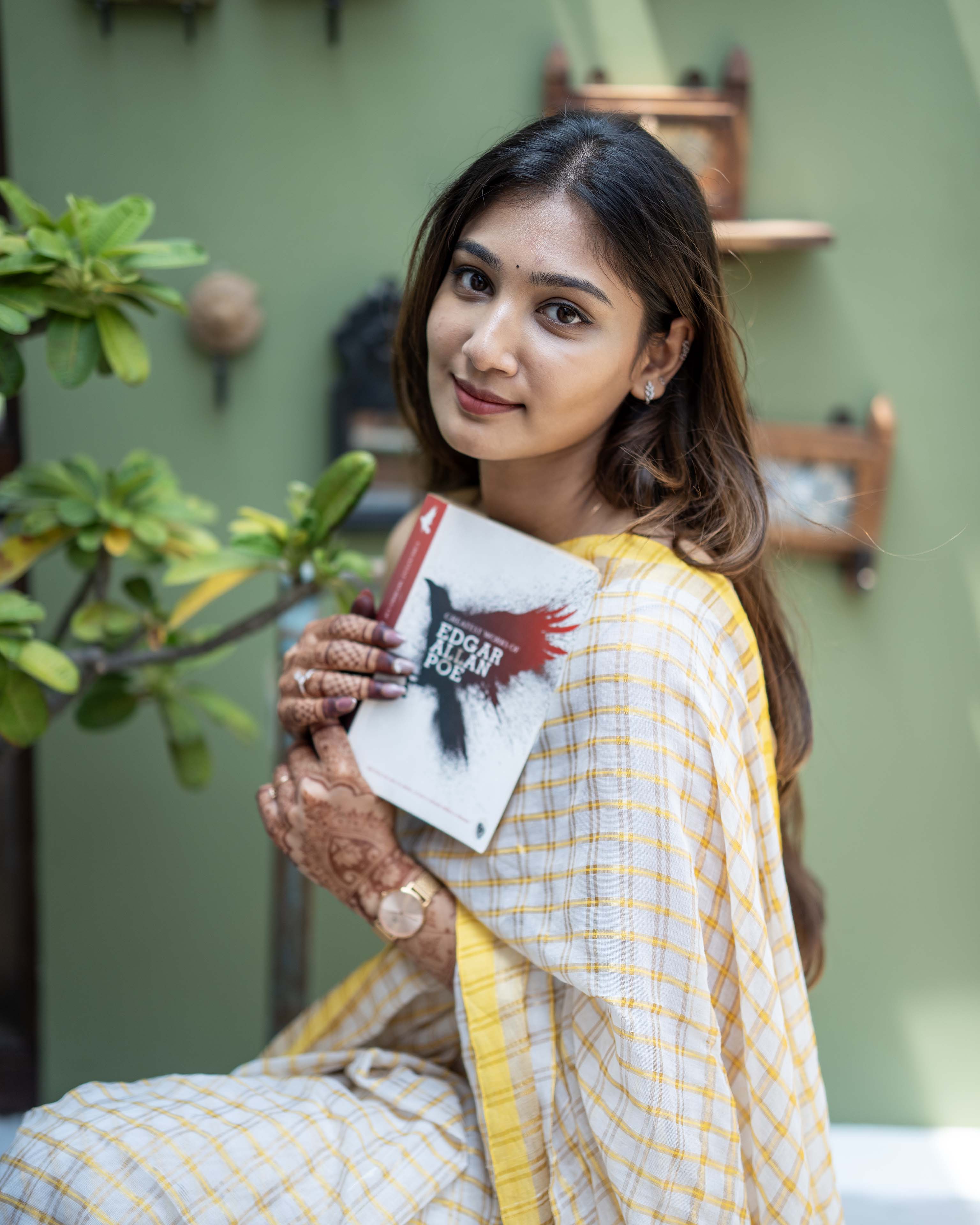 White Checks Mul Cotton Saree
