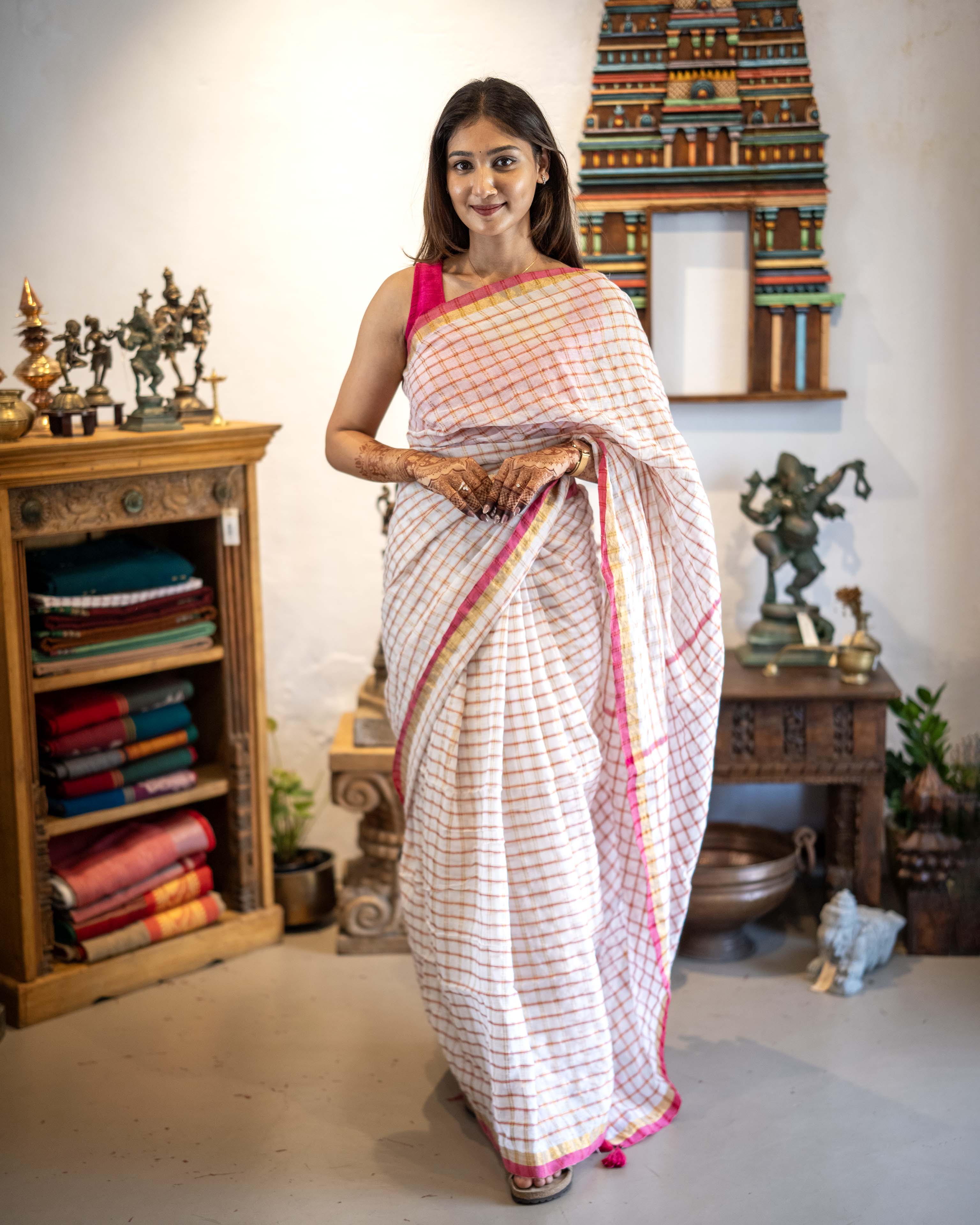 Multi Checks Mul Cotton Saree