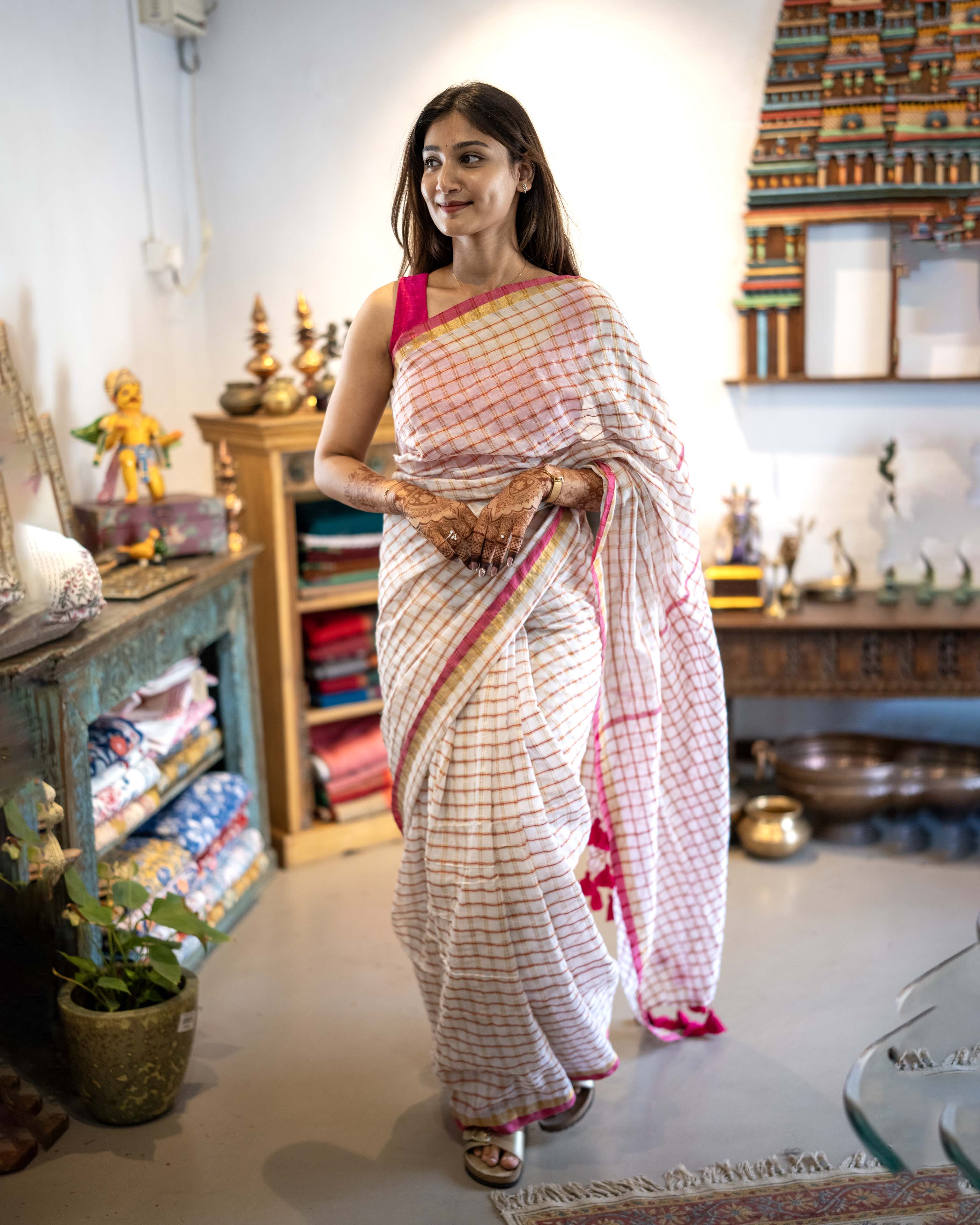 Multi Checks Mul Cotton Saree