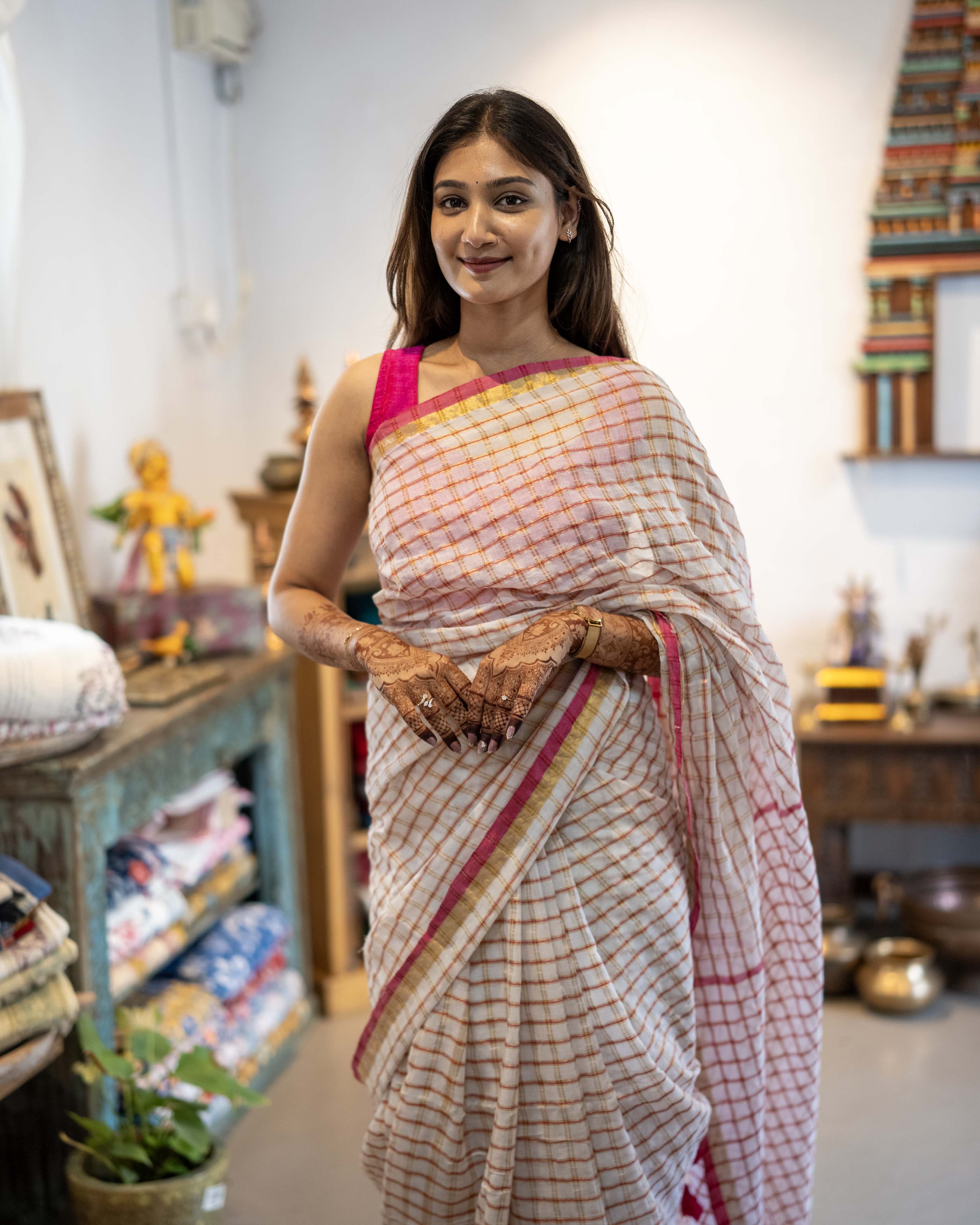 Multi Checks Mul Cotton Saree
