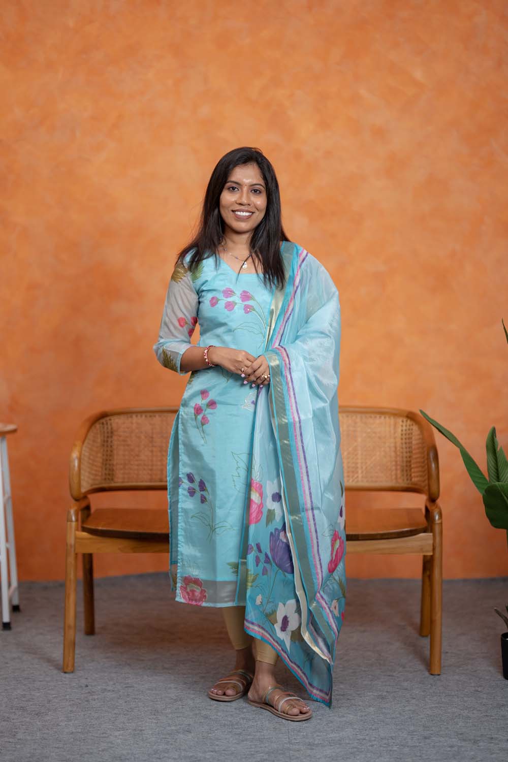 Aqua Blossom Top & Duppata