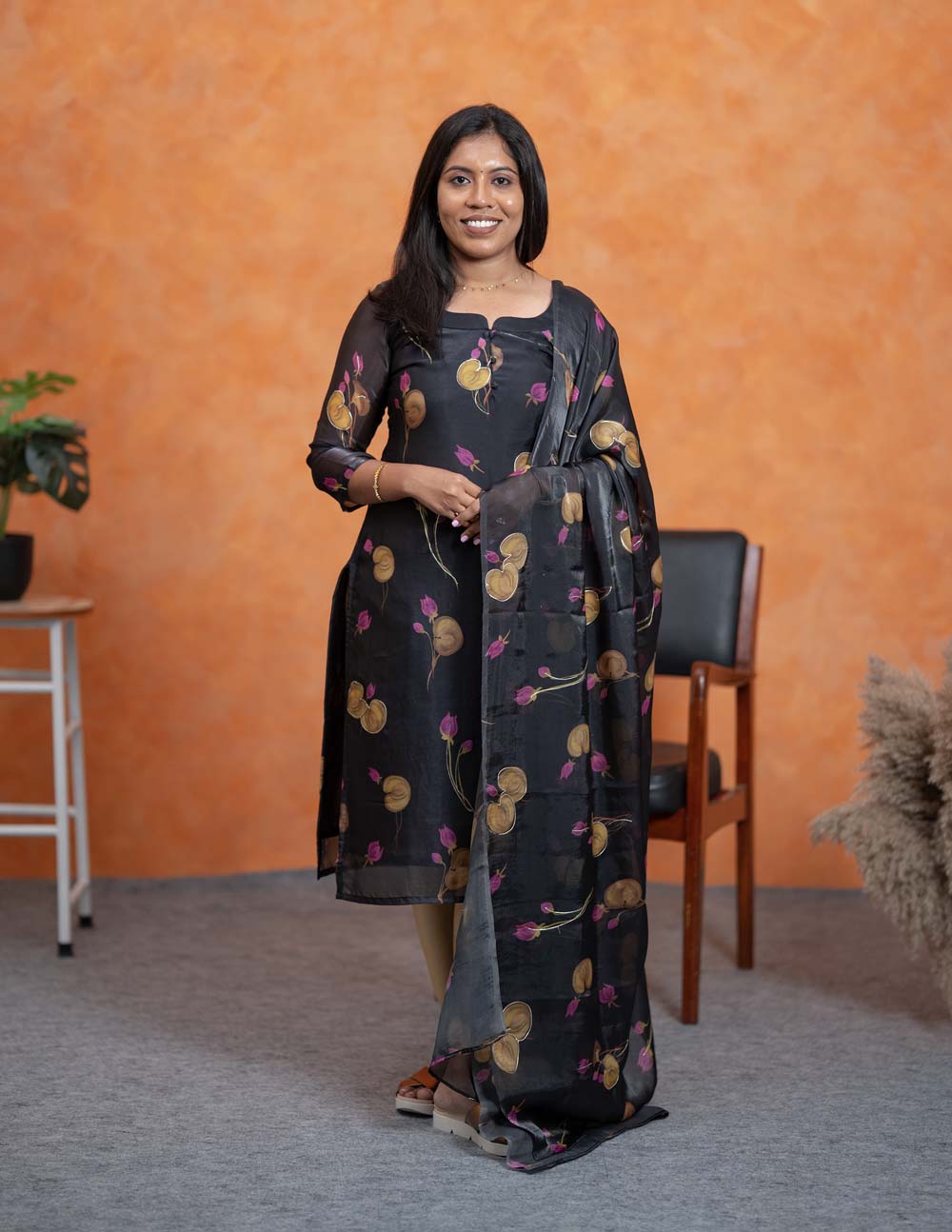 Midnight Bloom Top & Duppata