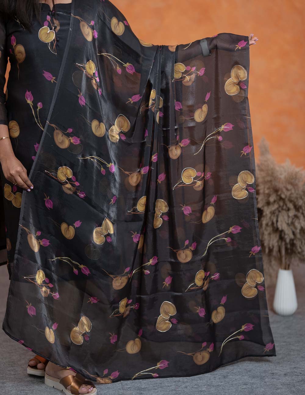 Midnight Bloom Top & Duppata