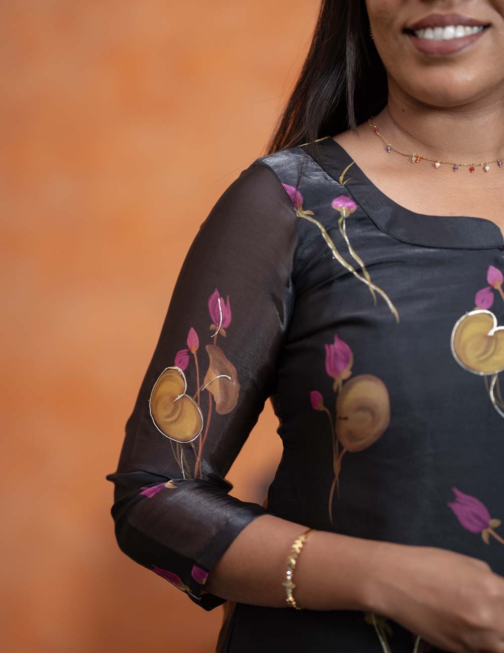 Midnight Bloom Top & Duppata