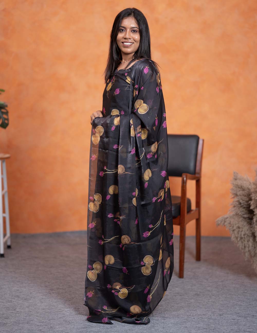 Midnight Bloom Top & Duppata