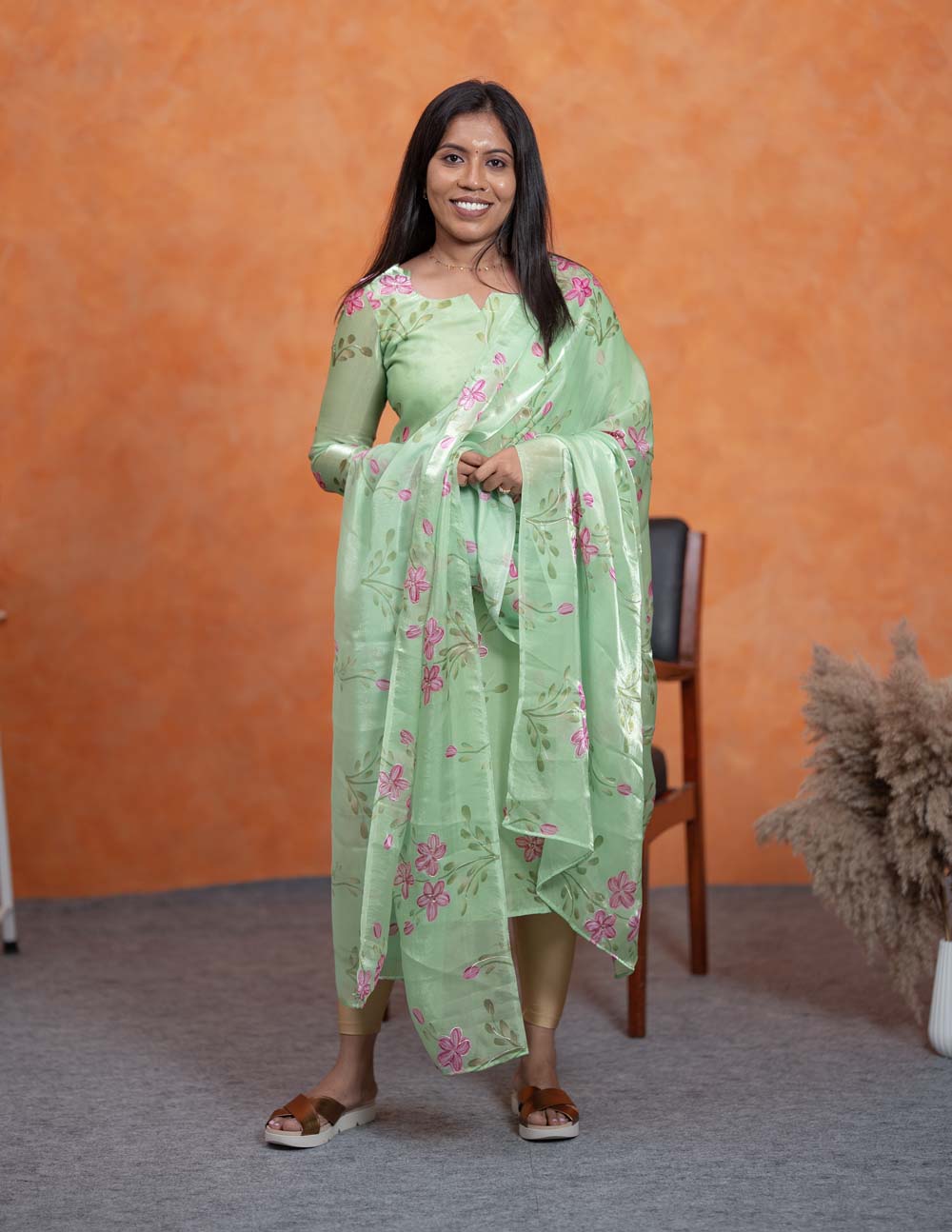 Mint Garden Top & Duppata
