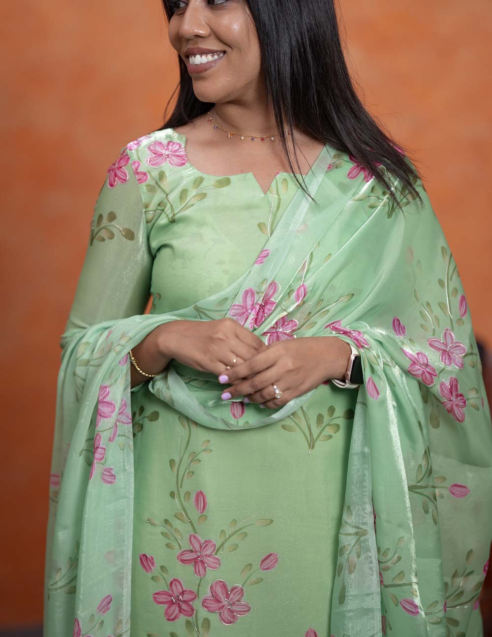 Mint Garden Top & Duppata