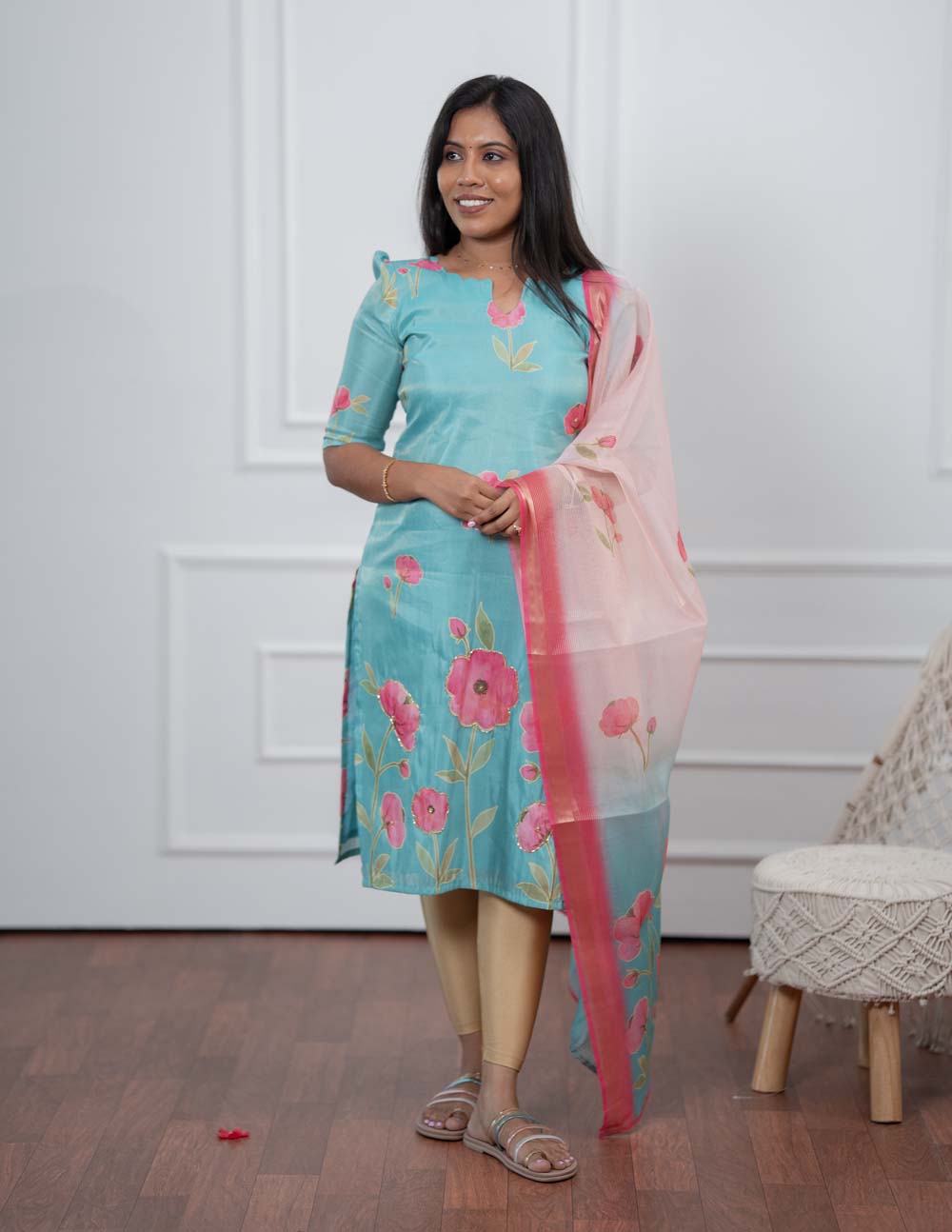 Aqua Garden Elegance Top & Duppata