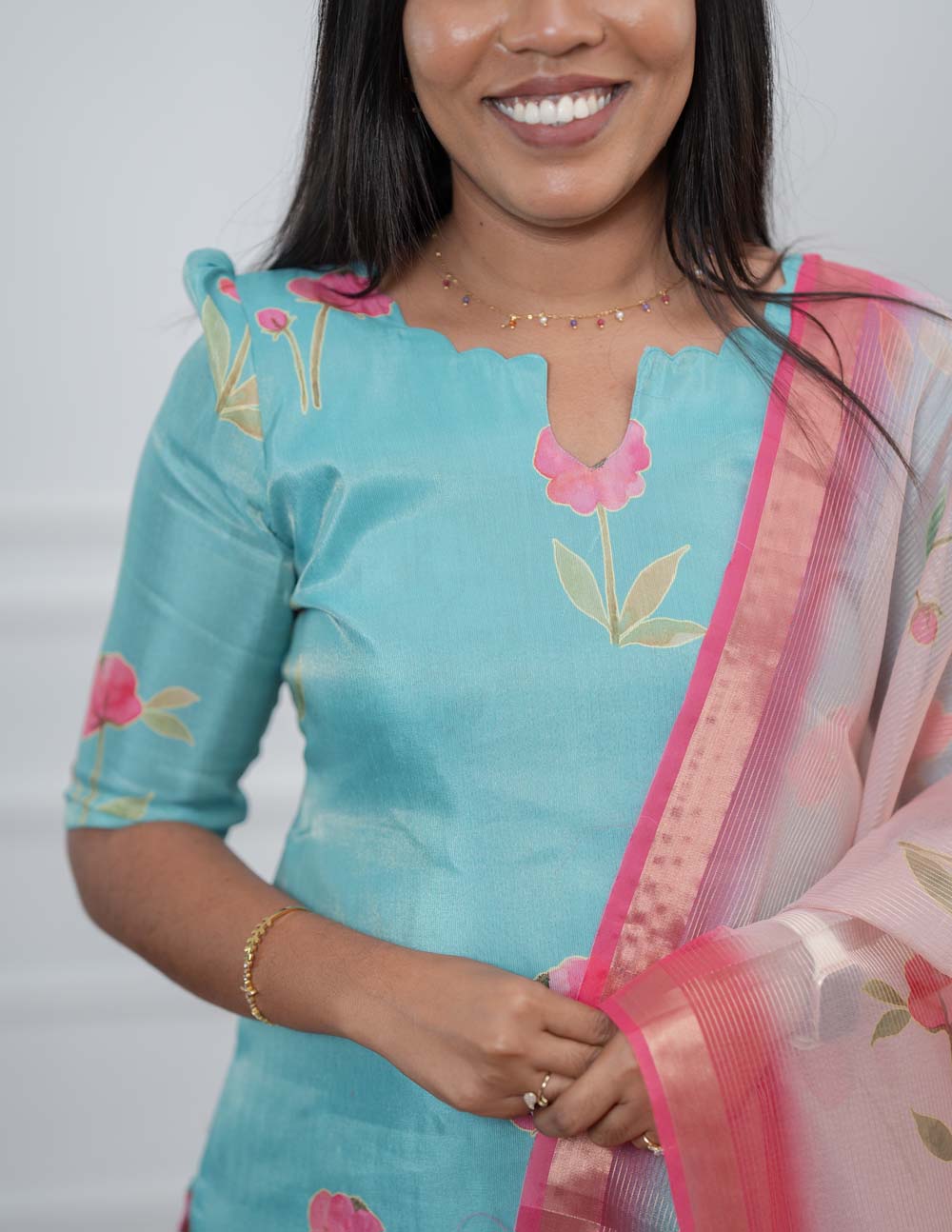 Aqua Garden Elegance Top & Duppata