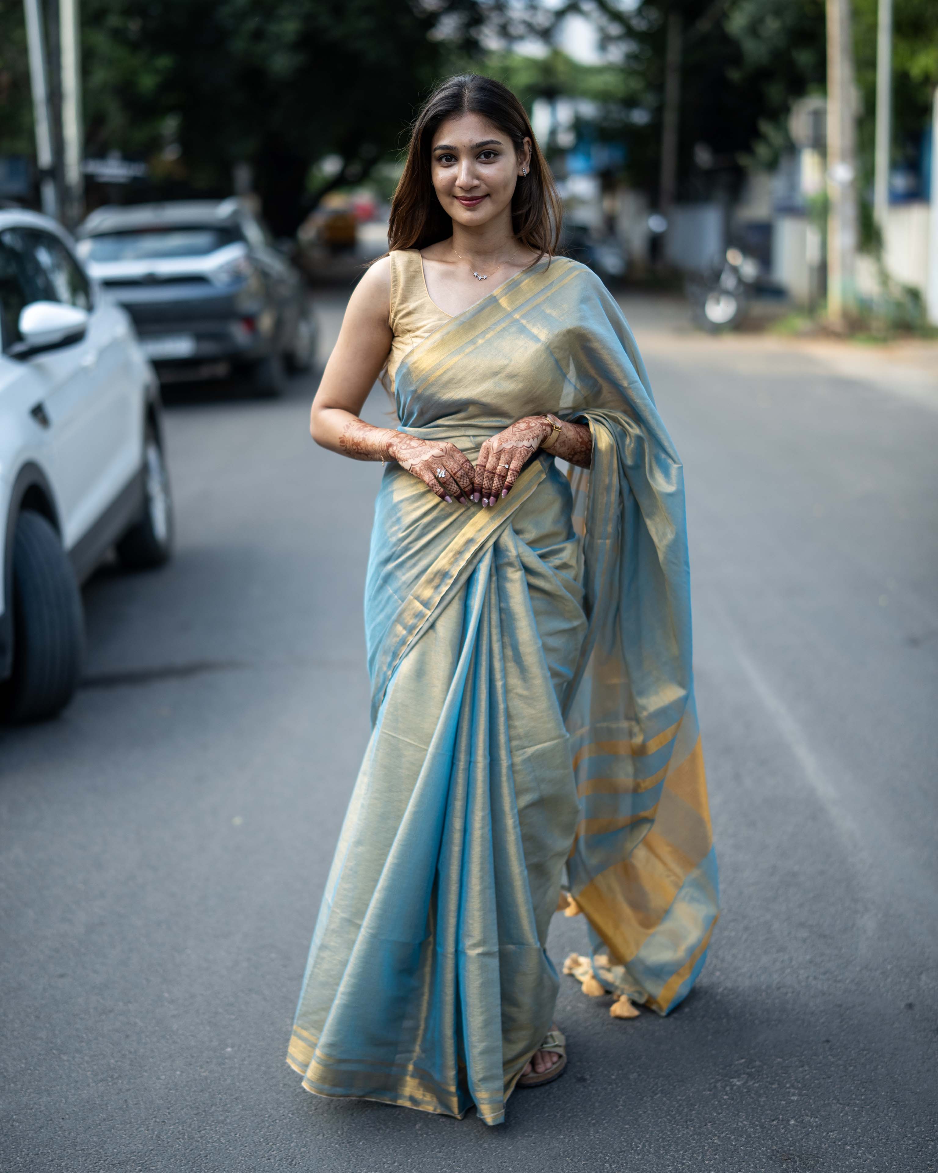 Blue Soft tissue Saree