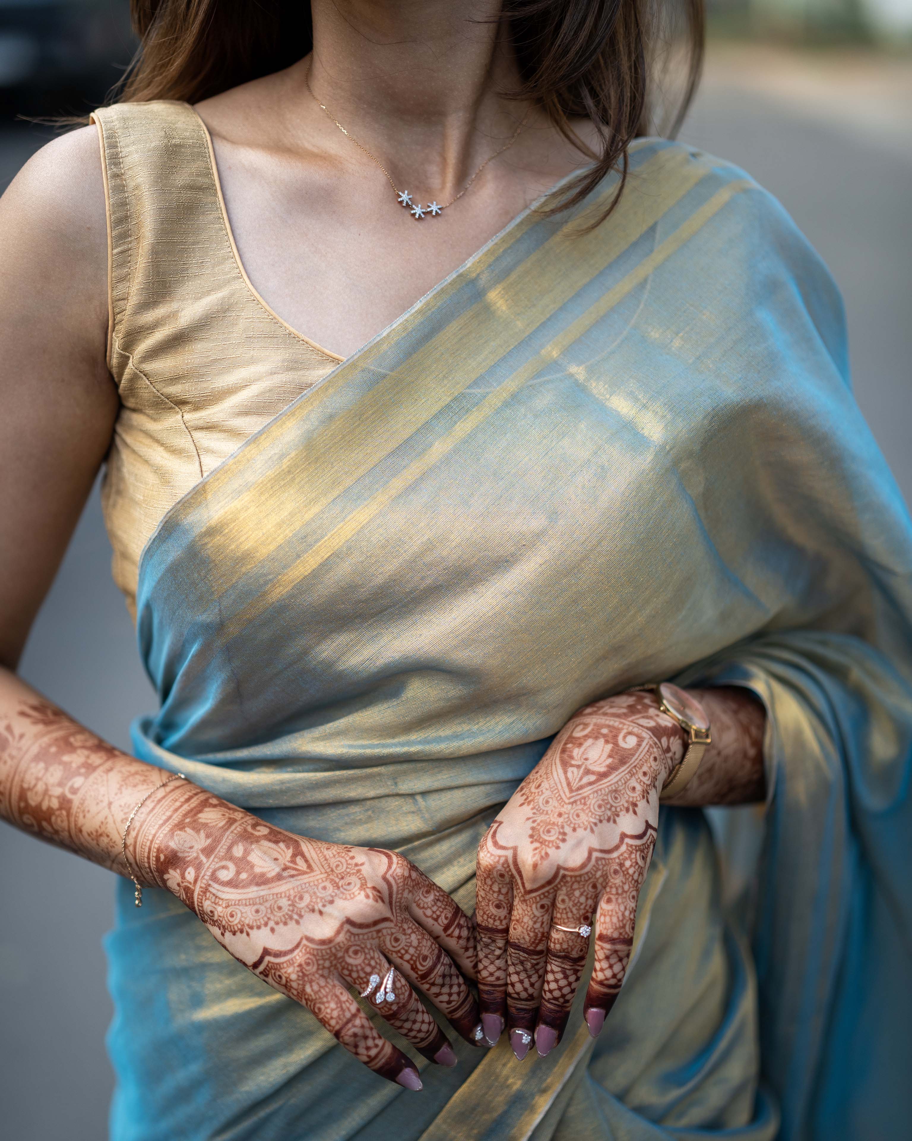 Blue Soft tissue Saree