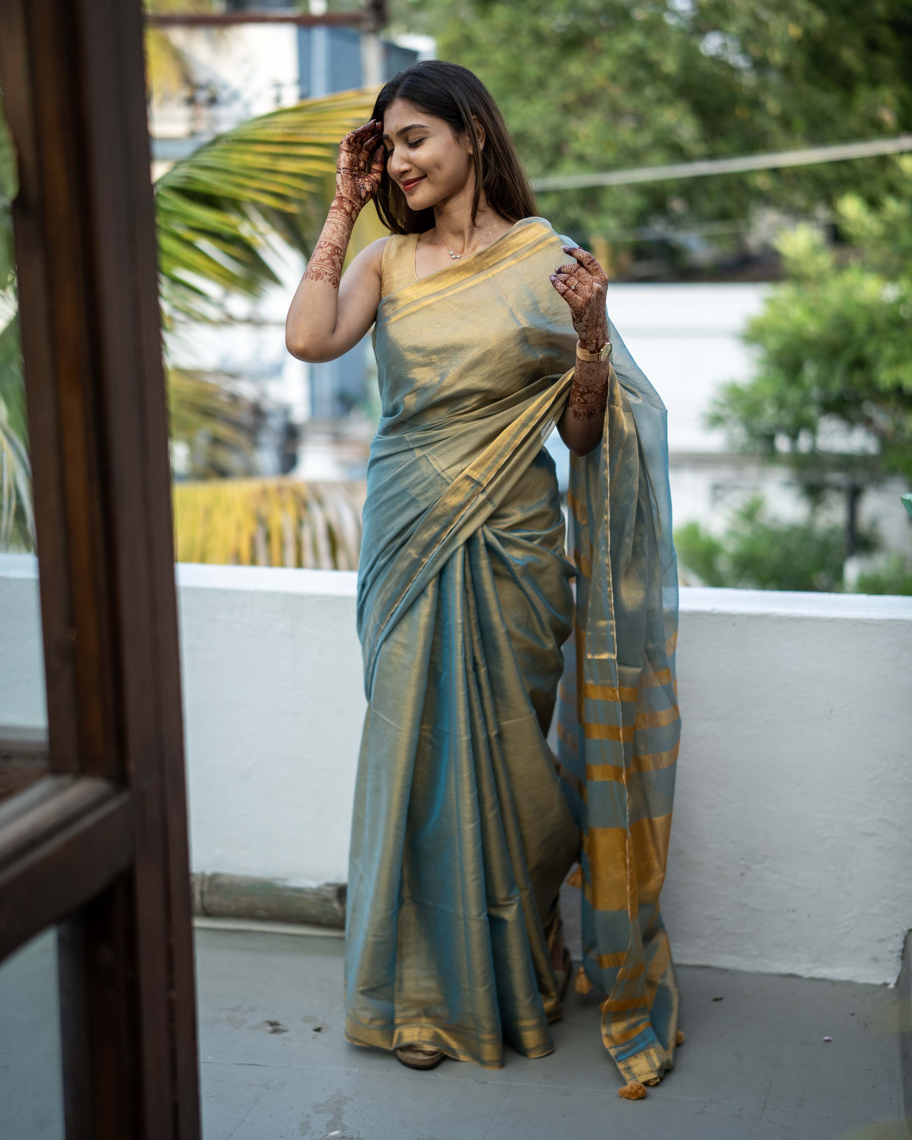 Blue Soft tissue Saree