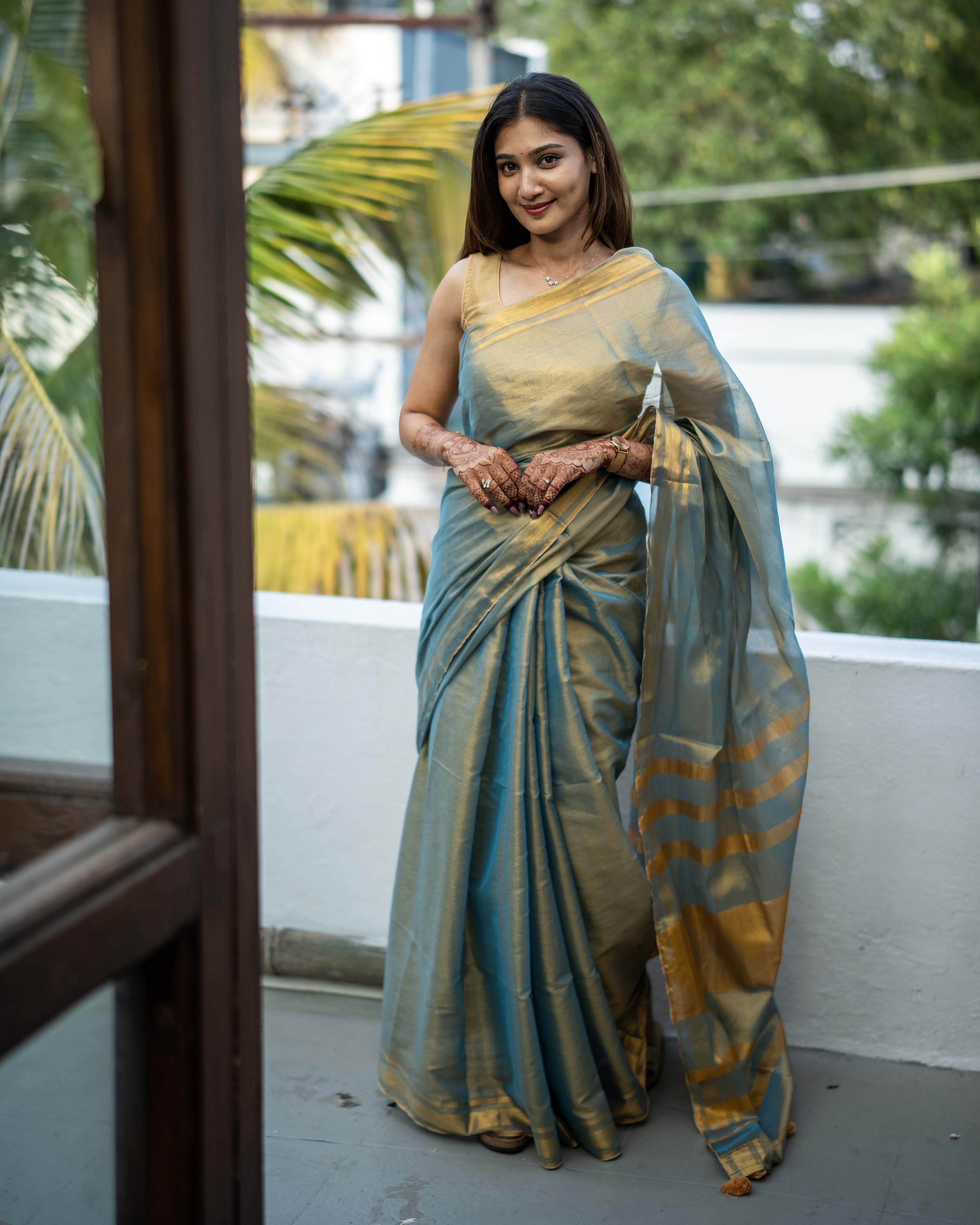 Blue Soft tissue Saree