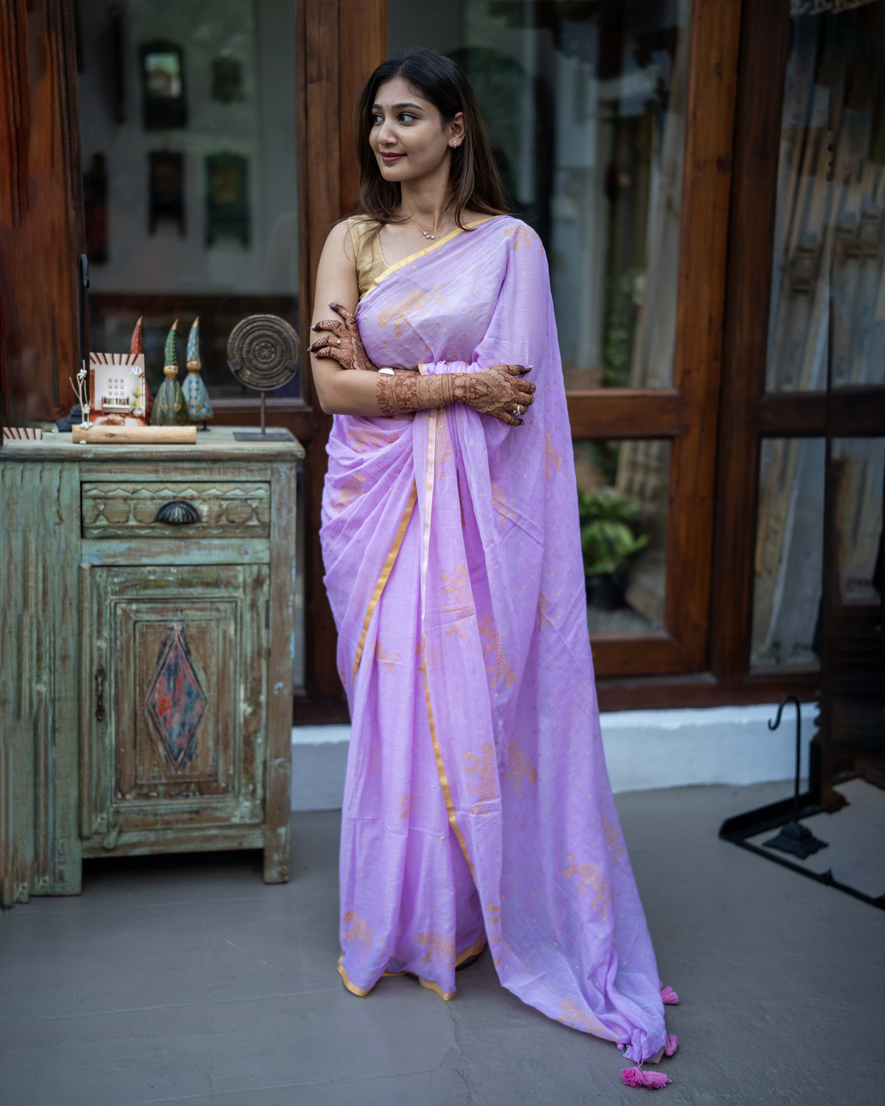 Blue Soft tissue Saree