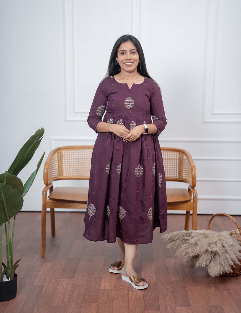 Jamun Fruit Embroidered Maxi Dress