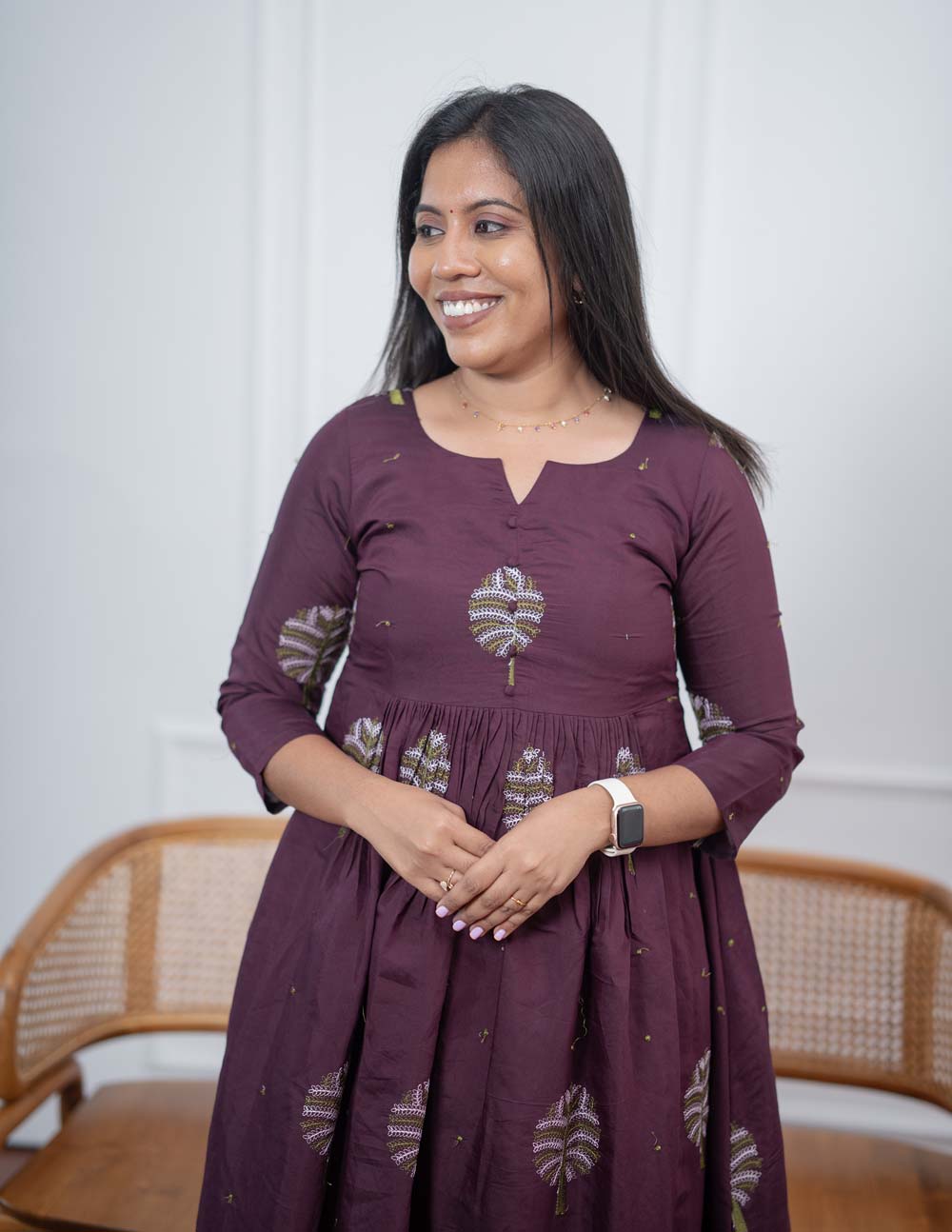 Jamun Fruit Embroidered Maxi Dress