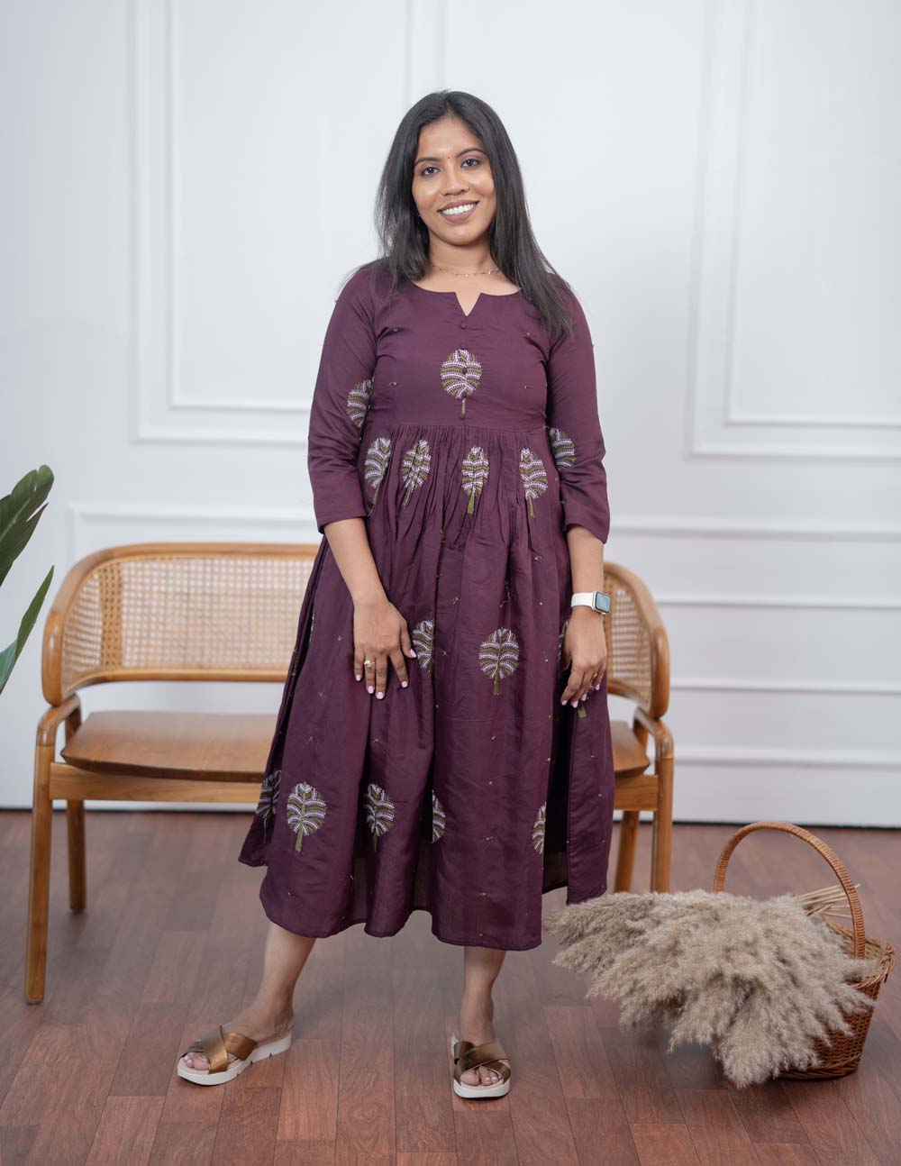 Jamun Fruit Embroidered Maxi Dress