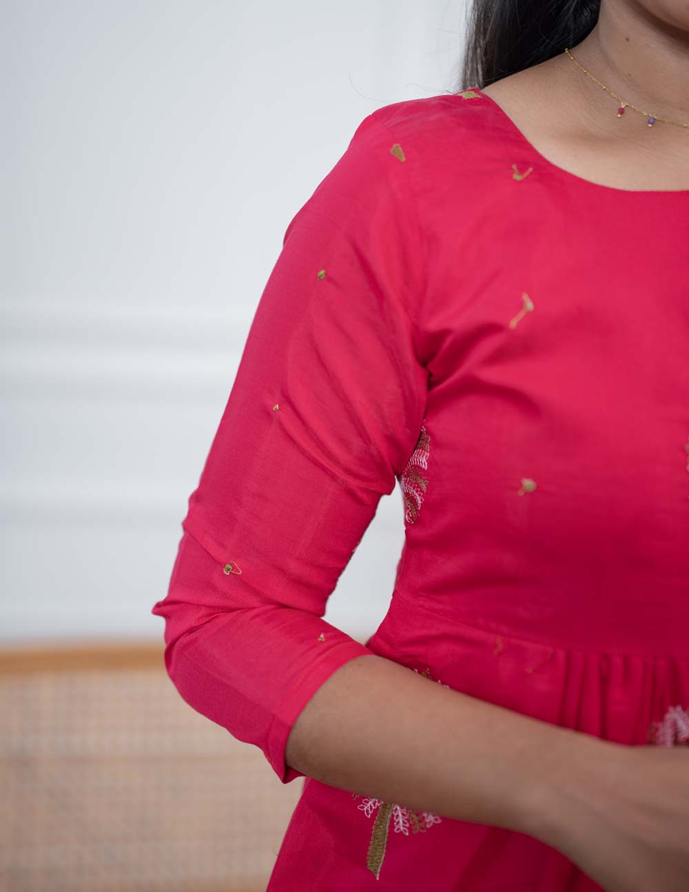 Rani Pink Embroidered Maxi Dress