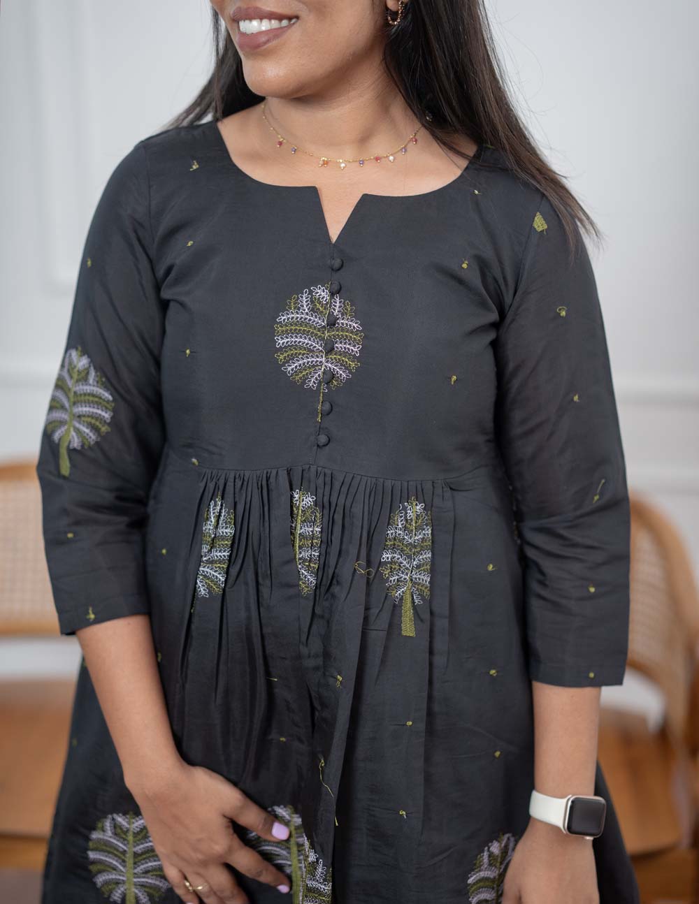 Midnight Bloom Embroidered Maxi Dress