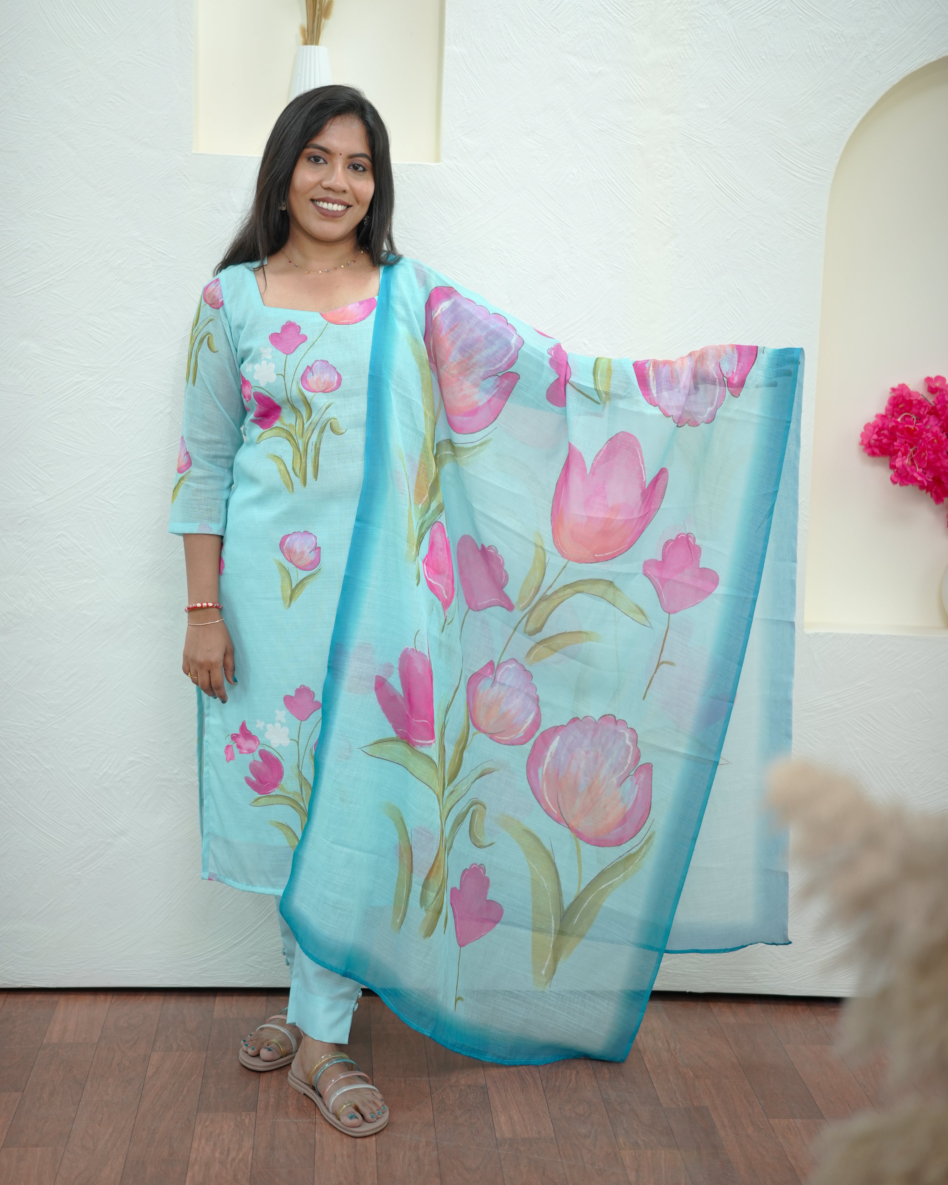 Aqua Petal Salwar Set