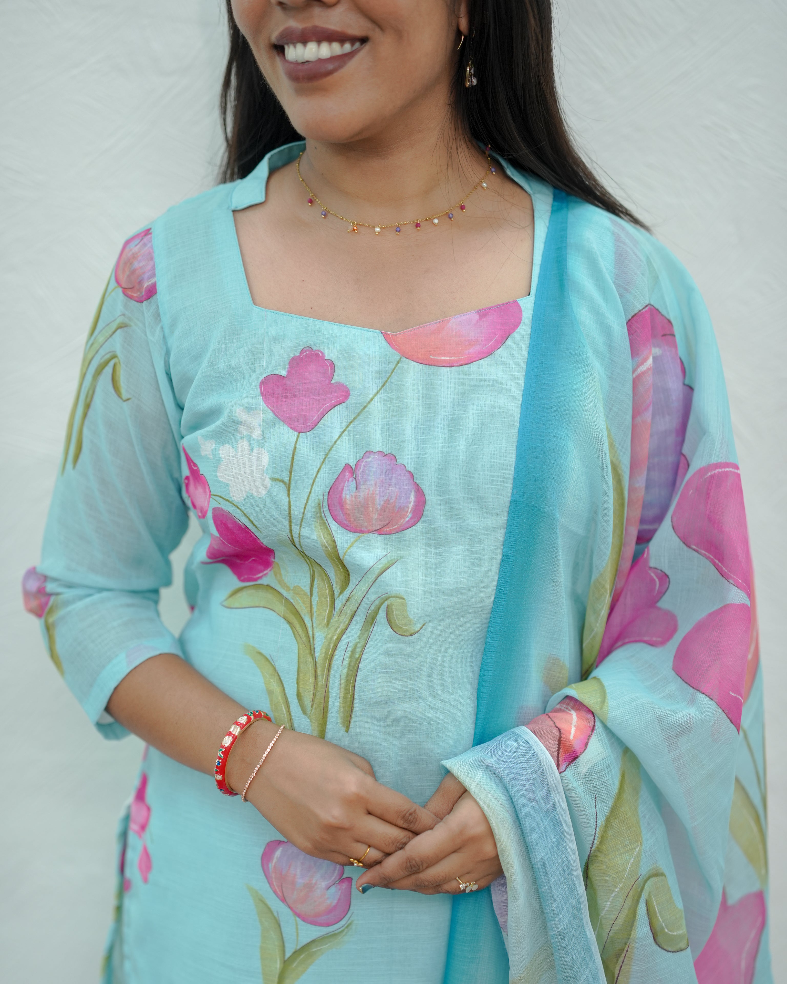 Aqua Petal Salwar Set