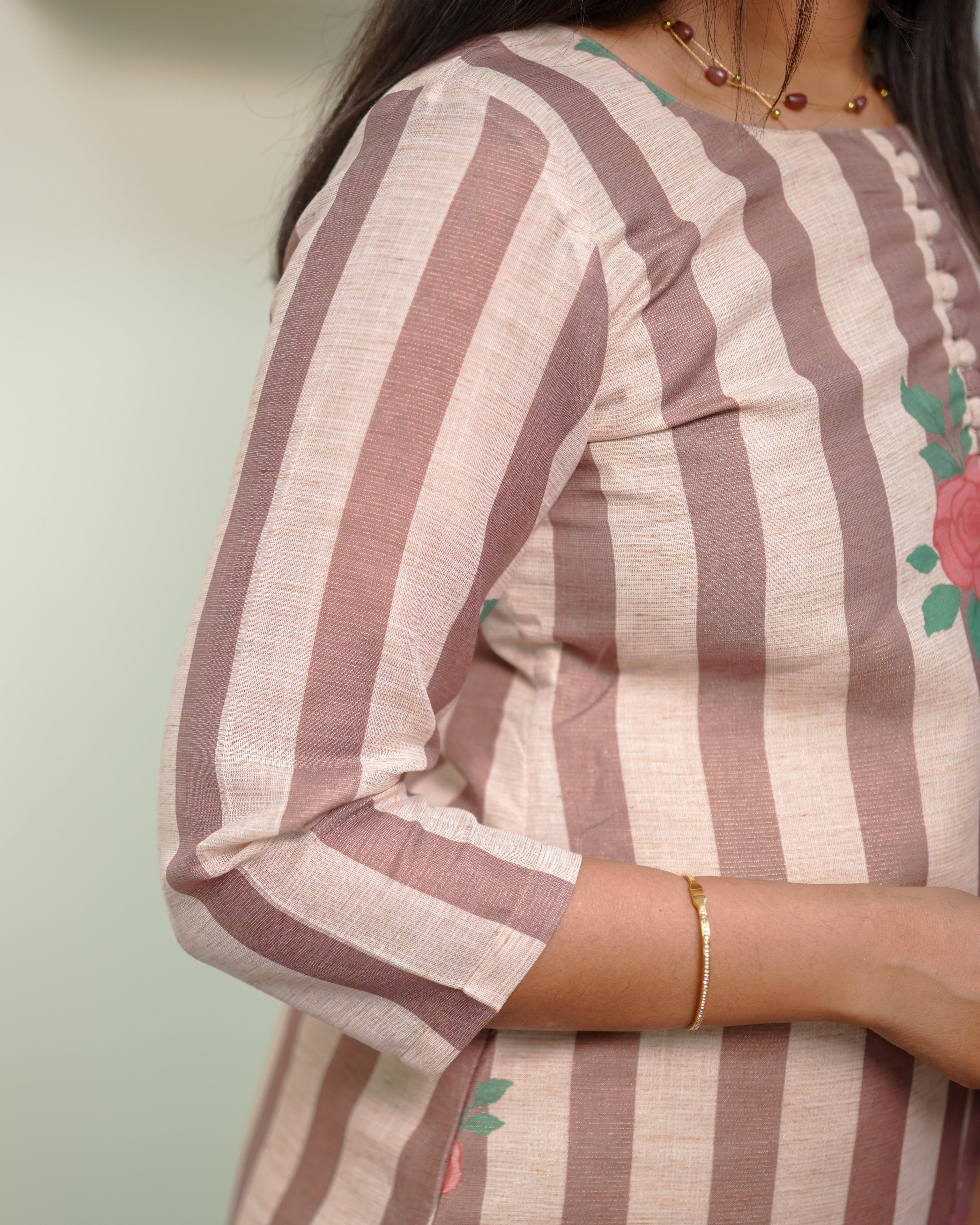 Rosewood Stripe Elegance Salwar Set