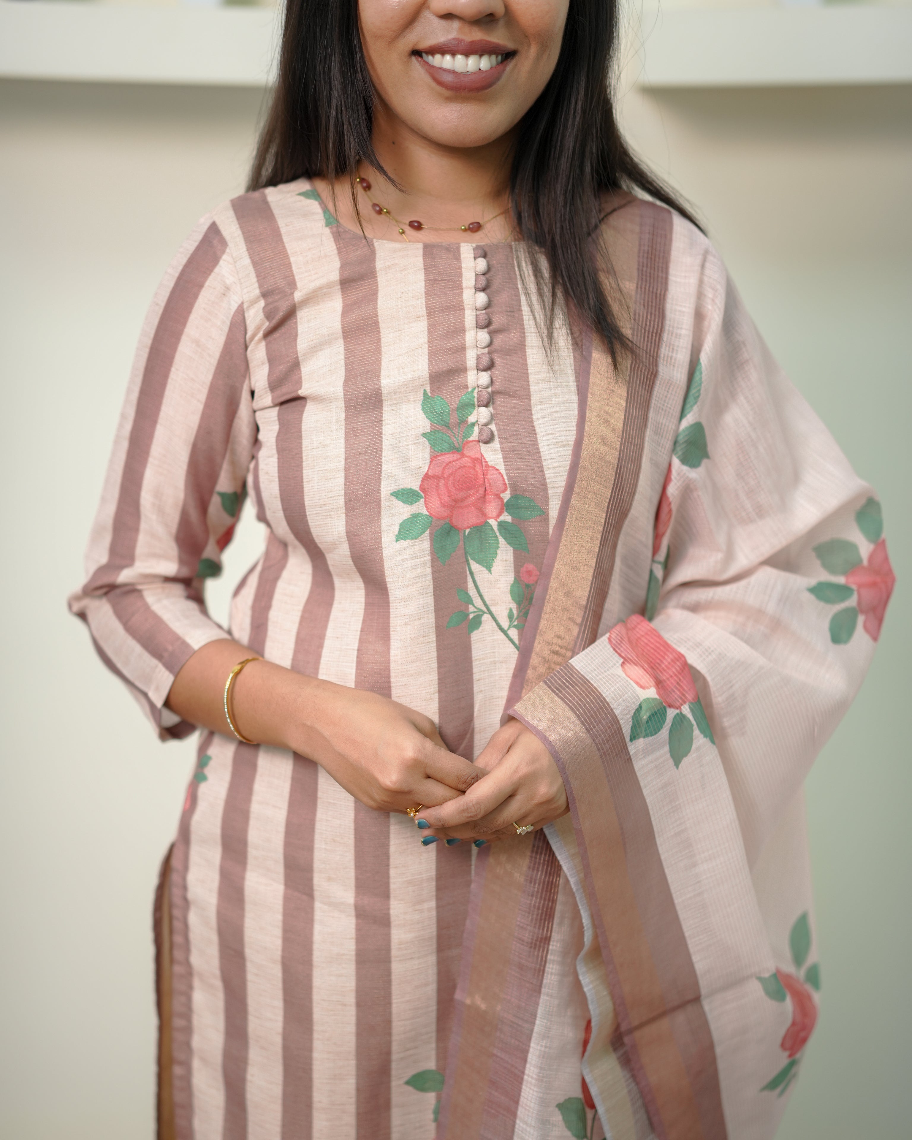 Rosewood Stripe Elegance Salwar Set