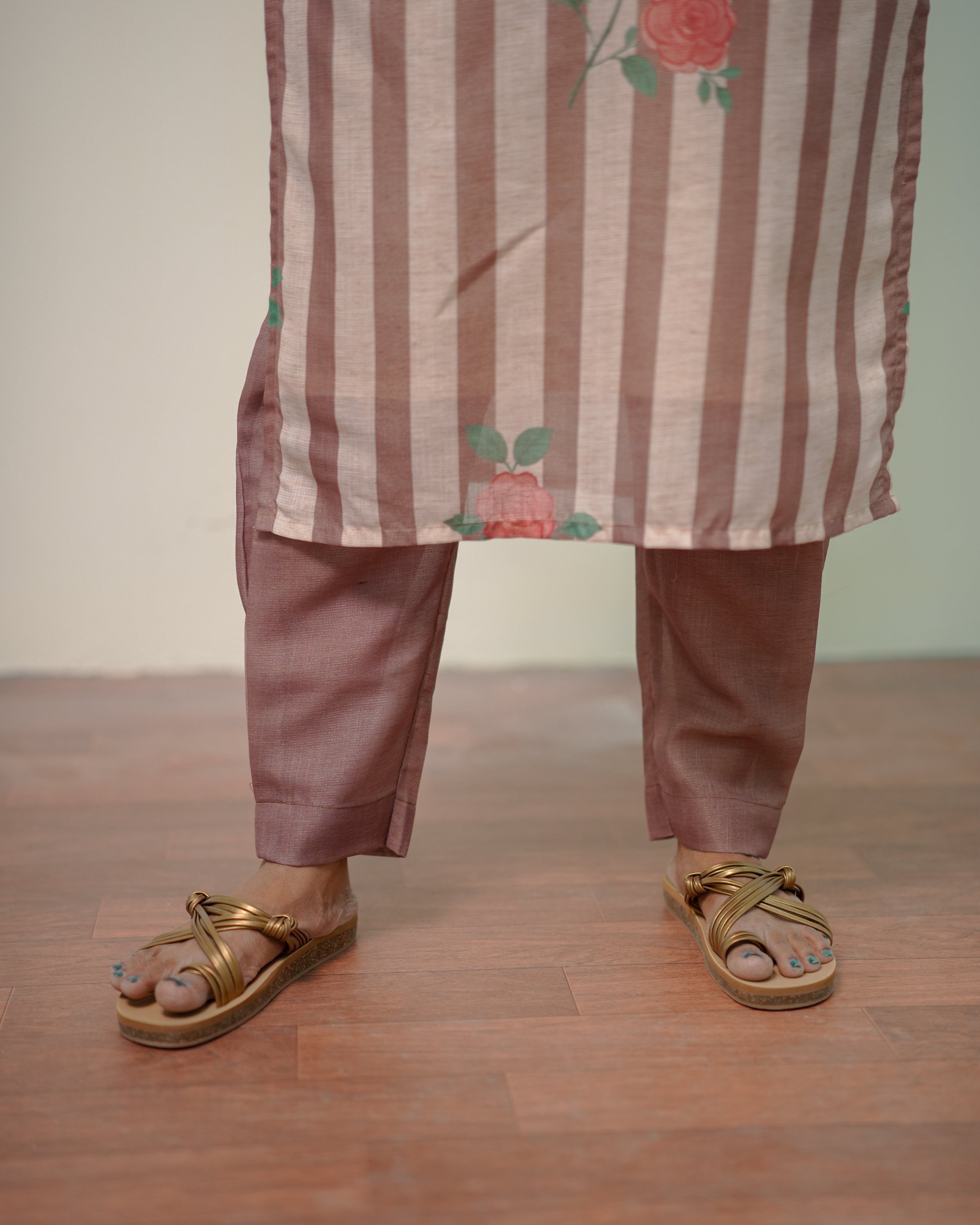 Rosewood Stripe Elegance Salwar Set
