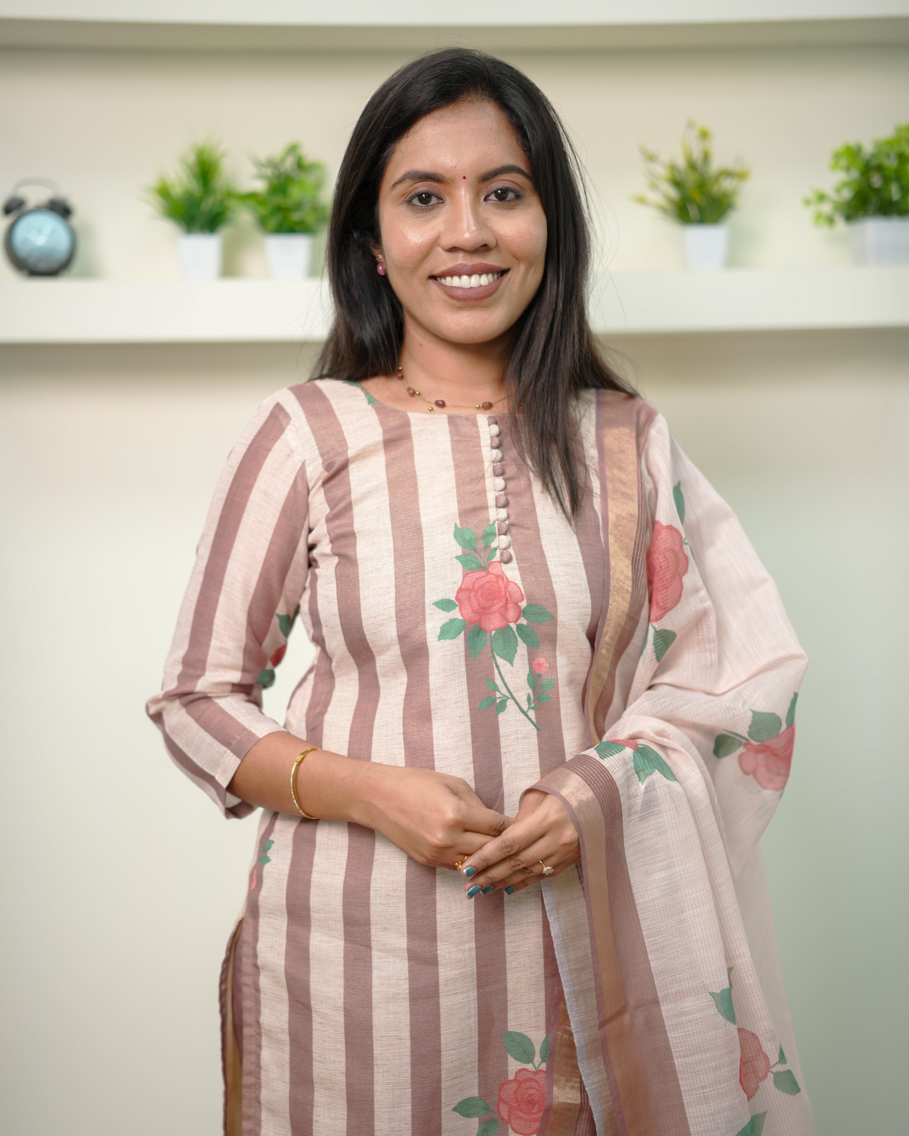 Rosewood Stripe Elegance Salwar Set